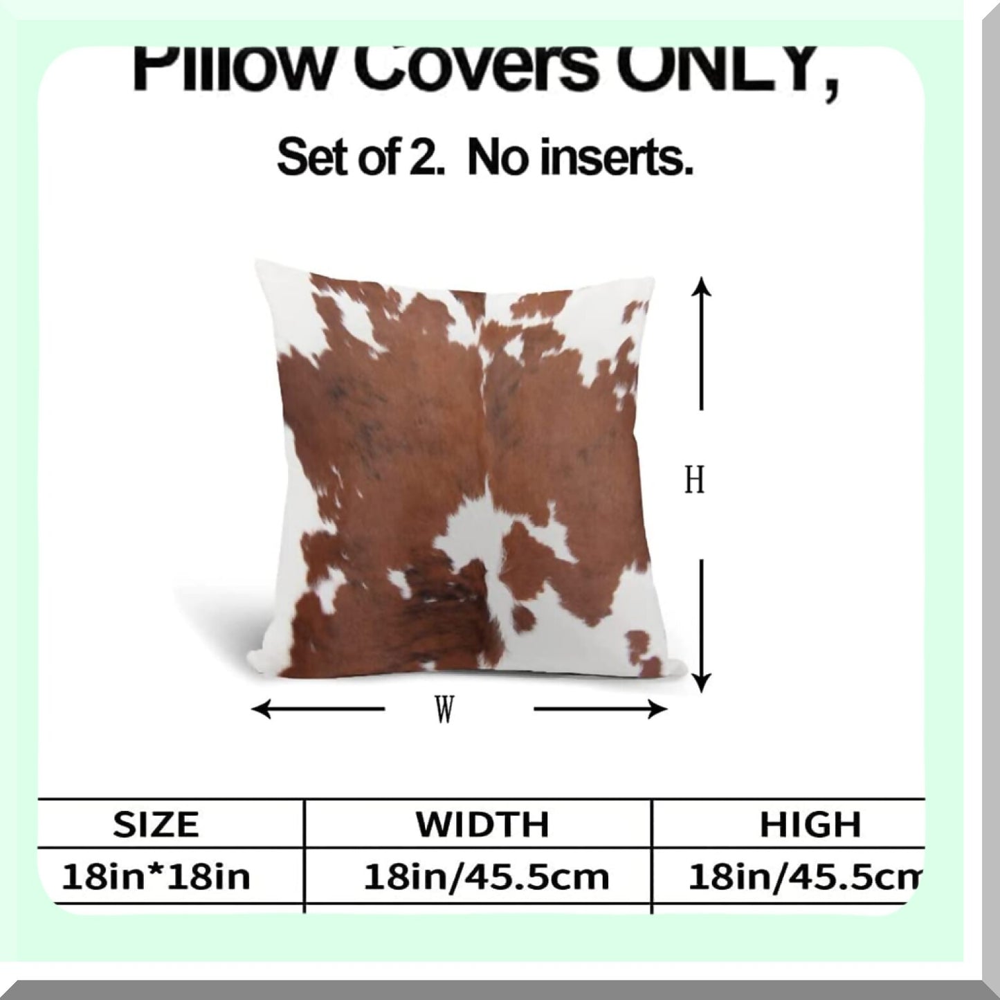 Cowhide Farmhouse Decor Pillow Cover - Brown White Cow Print Western Home Cushion - Sofa Bedroom 18x18 Inch Velvet - Farm Animal Theme