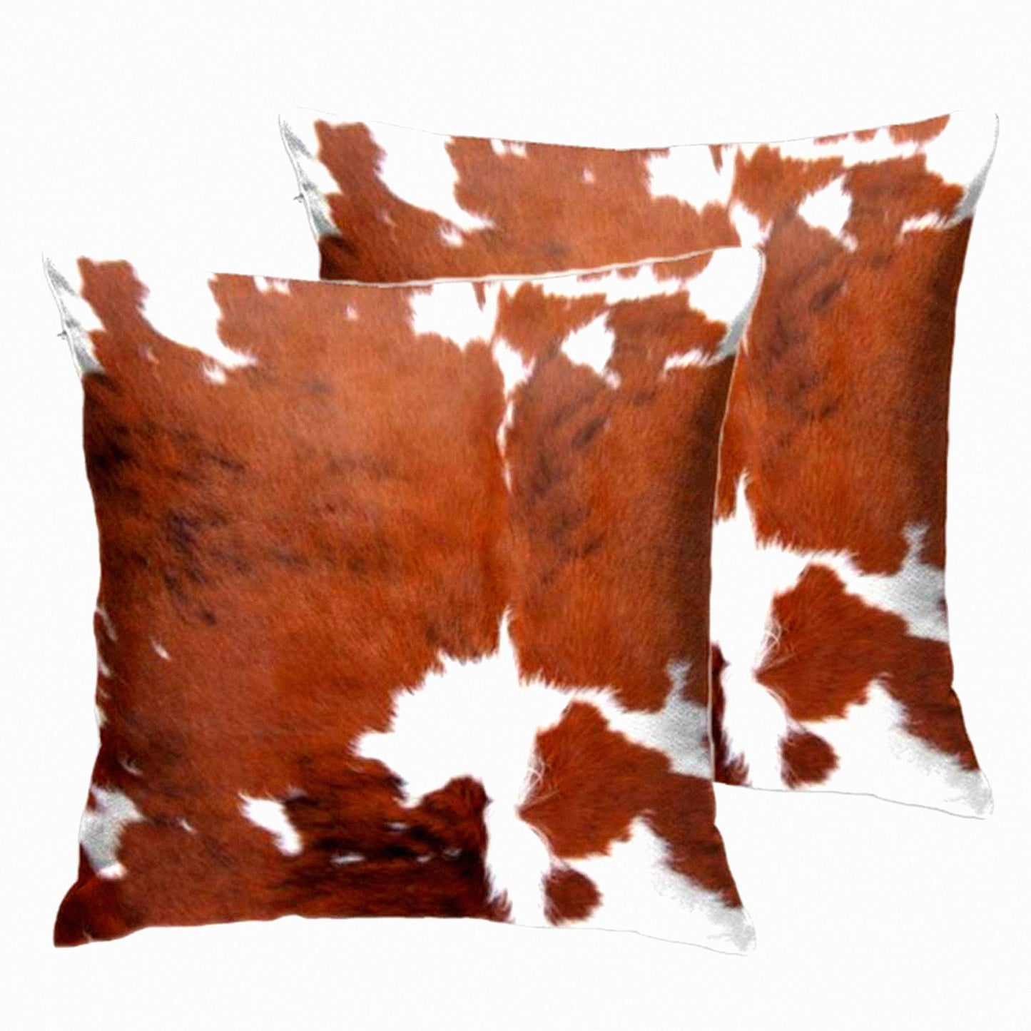 Cowhide Farmhouse Decor Pillow Cover - Brown White Cow Print Western Home Cushion - Sofa Bedroom 18x18 Inch Velvet - Farm Animal Theme