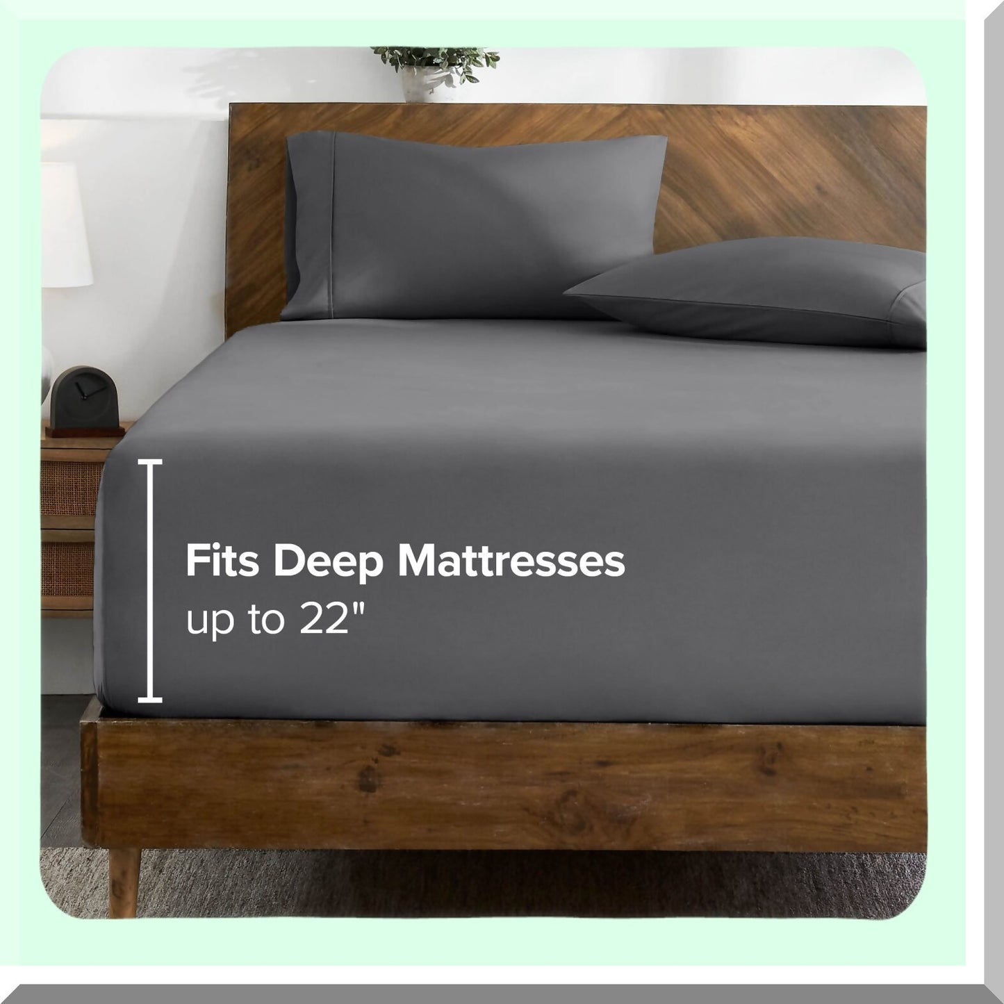 UltraLux 1800 Queen Sheet Set - Deep Pockets, Double Brushed Microfiber, Easy Fit, Luxury Bedding with Pillowcases - Grey, 4 Piece Set
