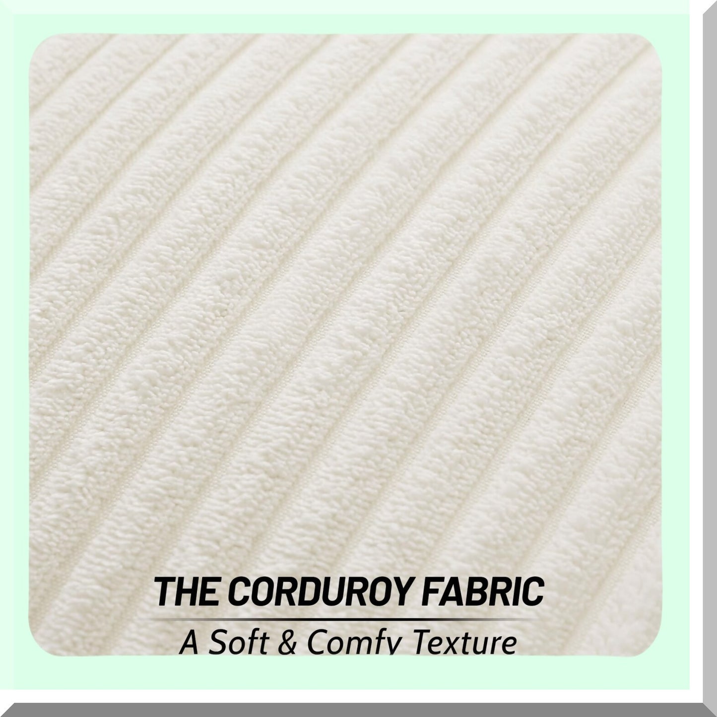 Soft Striped Corduroy Pillow Covers - Set of 2 18x18 Decorative Square Cushion Cases for Living Room, Bed, Sofa - Cream White Cozy Throw Pillows