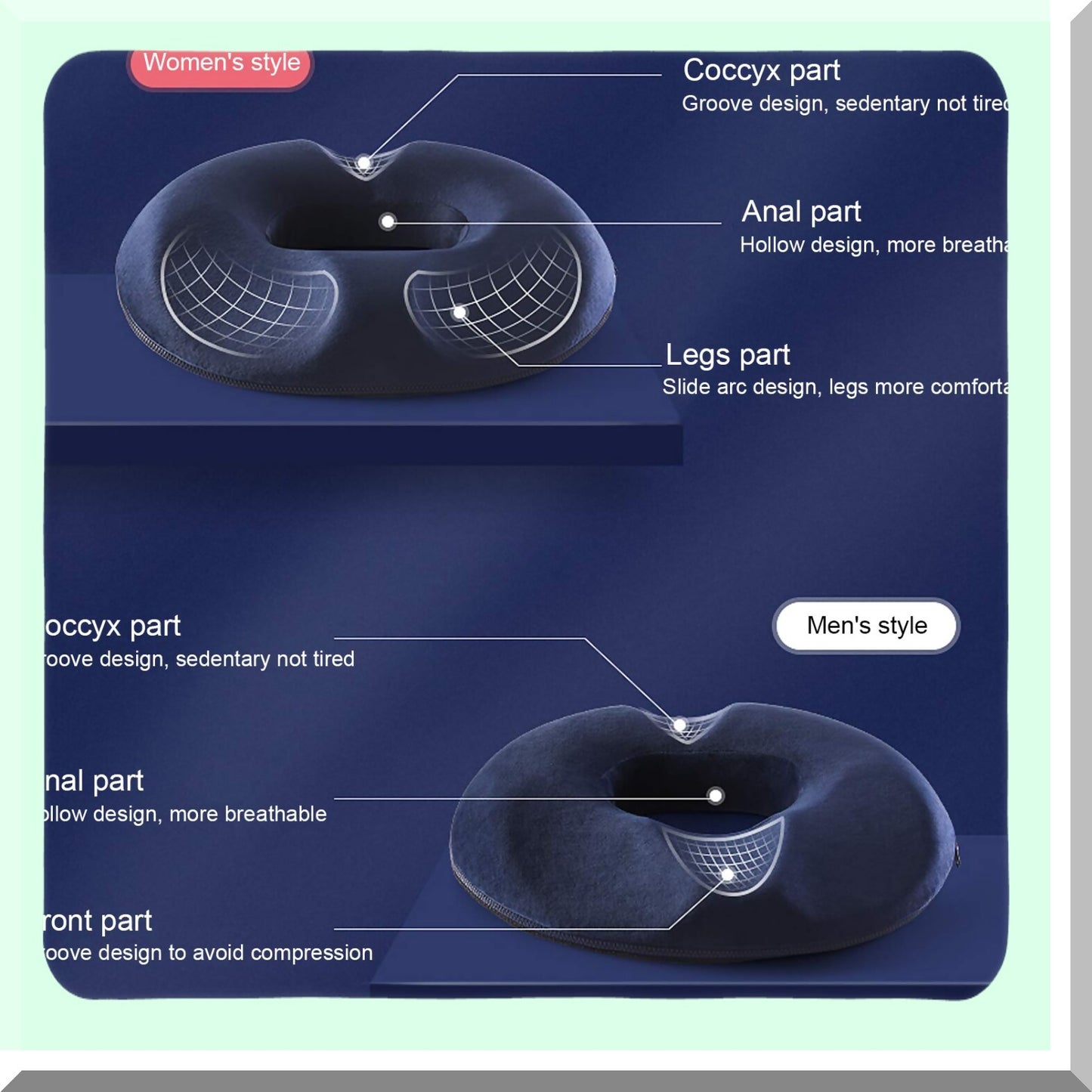 ComfortEase Relief Cushion - Large Donut Pillow for Tailbone Pain, Hemorrhoid Treatment, Bed Sores, Prostate, Coccyx, Sciatica, Pregnancy & Postpartum. Ergonomic Design with Velour Cover for Women.