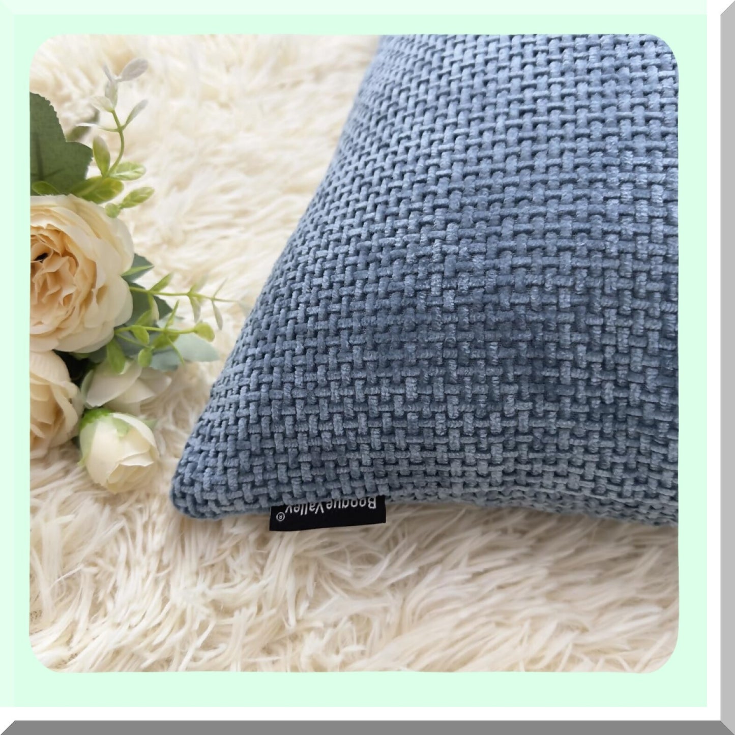 Chenille Wave Texture Pillow Covers - Modern Decorative Cushion Cases for Bed Sofa - Handmade Chunky Accent Daily Pillowcases - Set of 2 (18 x 18 inch, Blue)