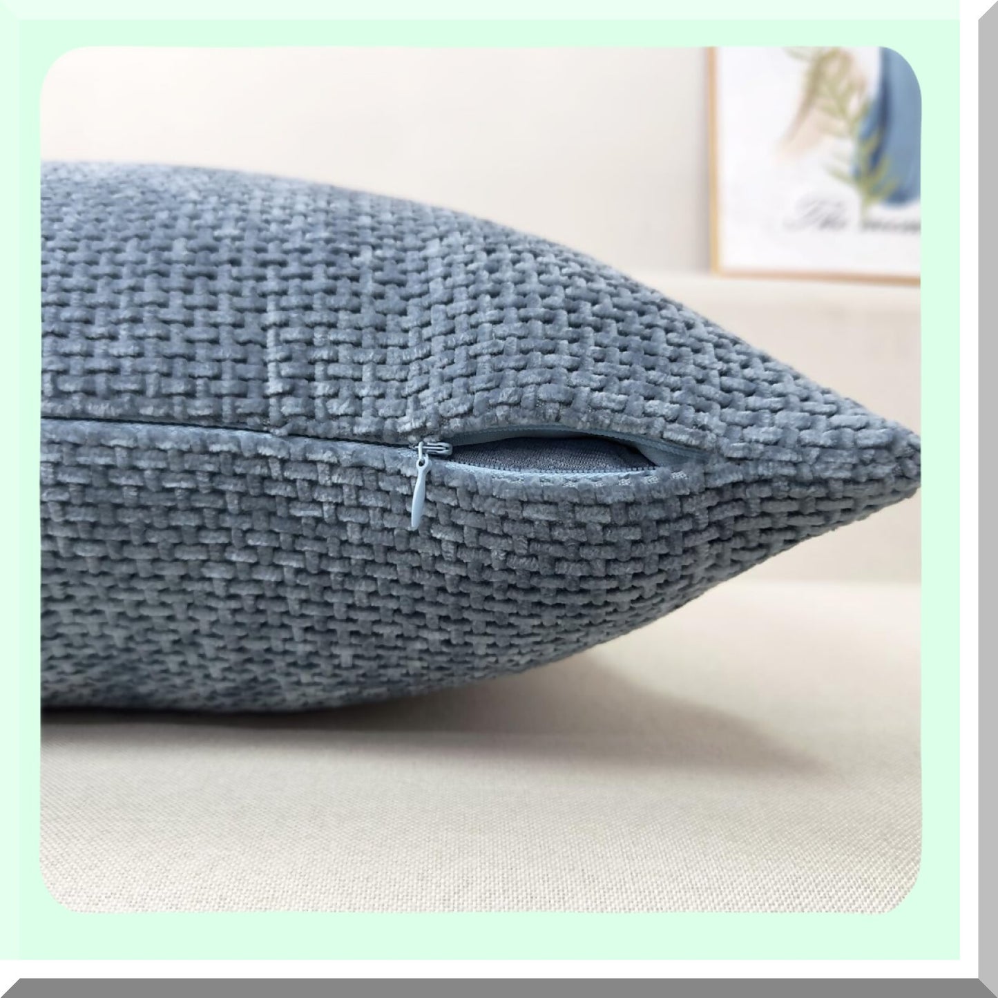 Chenille Wave Texture Pillow Covers - Modern Decorative Cushion Cases for Bed Sofa - Handmade Chunky Accent Daily Pillowcases - Set of 2 (18 x 18 inch, Blue)