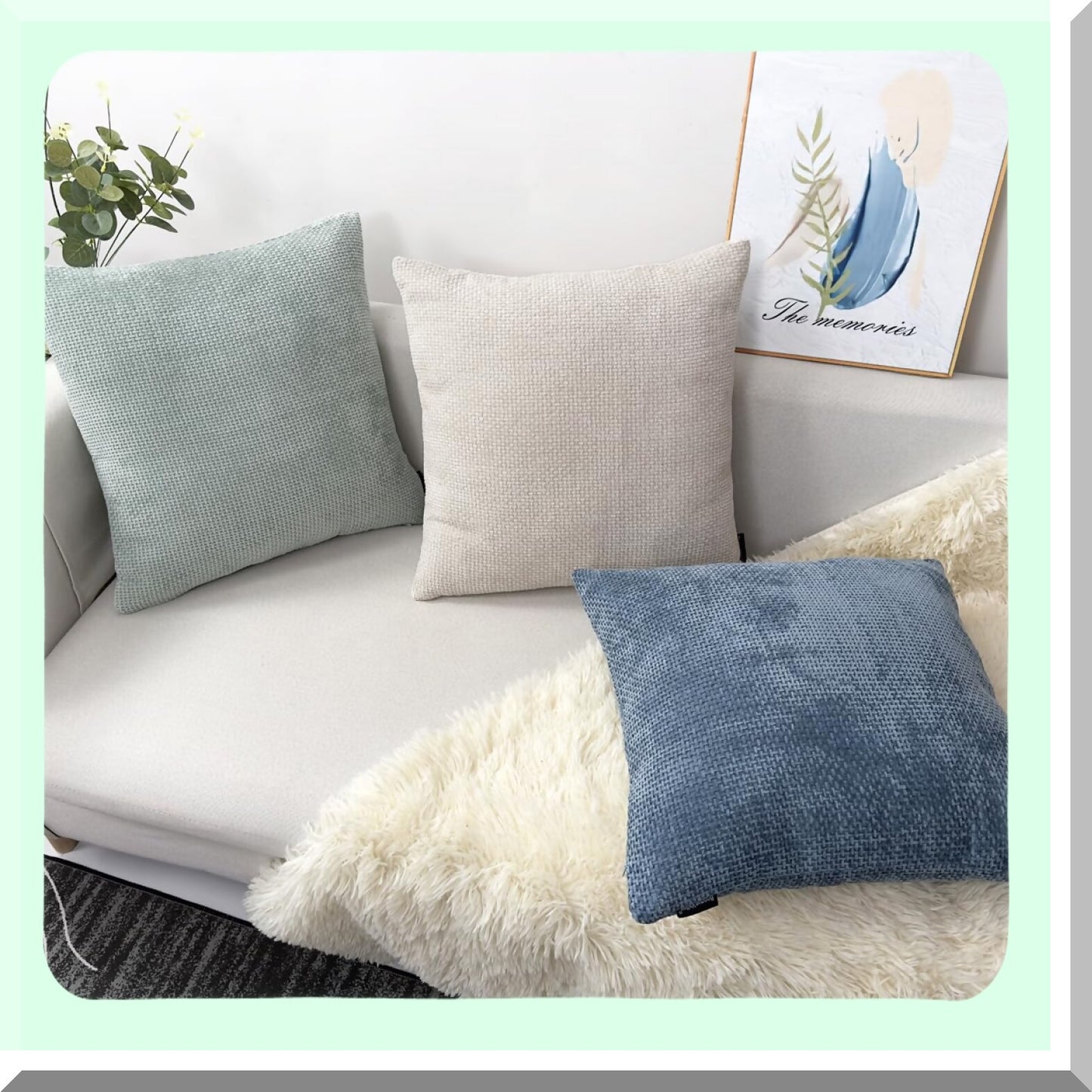 Chenille Wave Texture Pillow Covers - Modern Decorative Cushion Cases for Bed Sofa - Handmade Chunky Accent Daily Pillowcases - Set of 2 (18 x 18 inch, Blue)