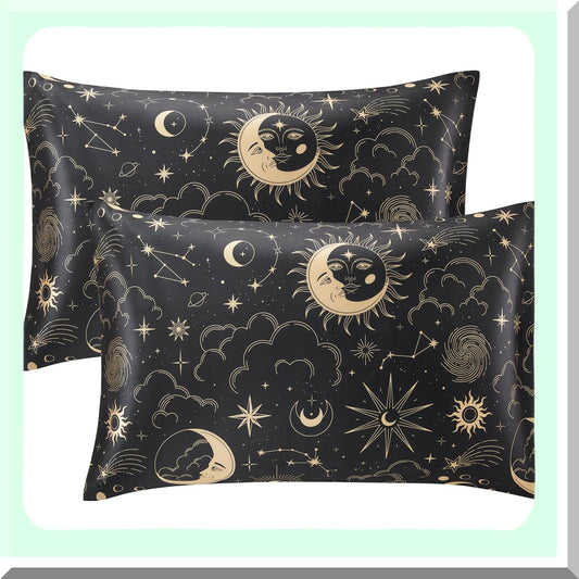 Silk Queen Black Hair Pillowcase Set 20x30 Inches