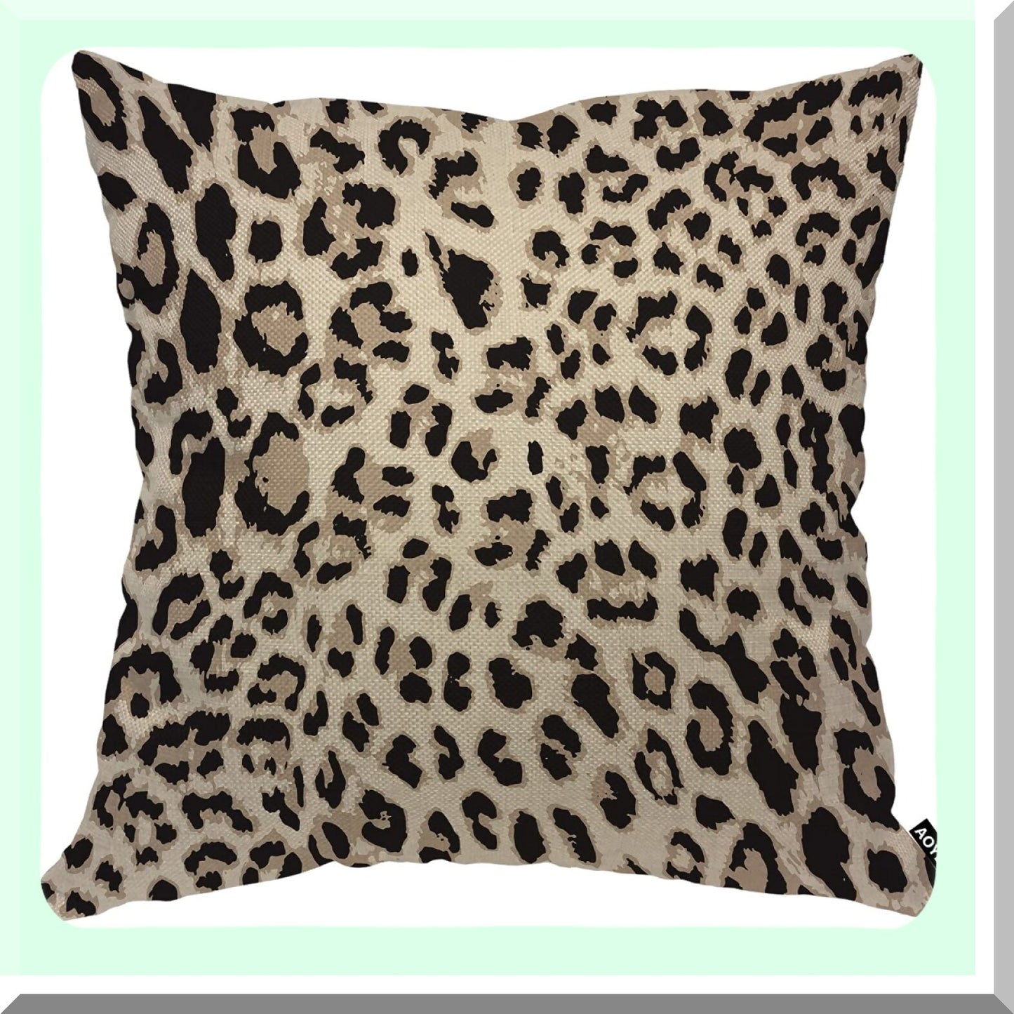 Wildlife Safari Animal Print Pillow Cover - 18x18 Inch Decorative Cotton Linen Cushion for Home Decor - Leopard Cheetah Tiger Spotted Nature Theme
