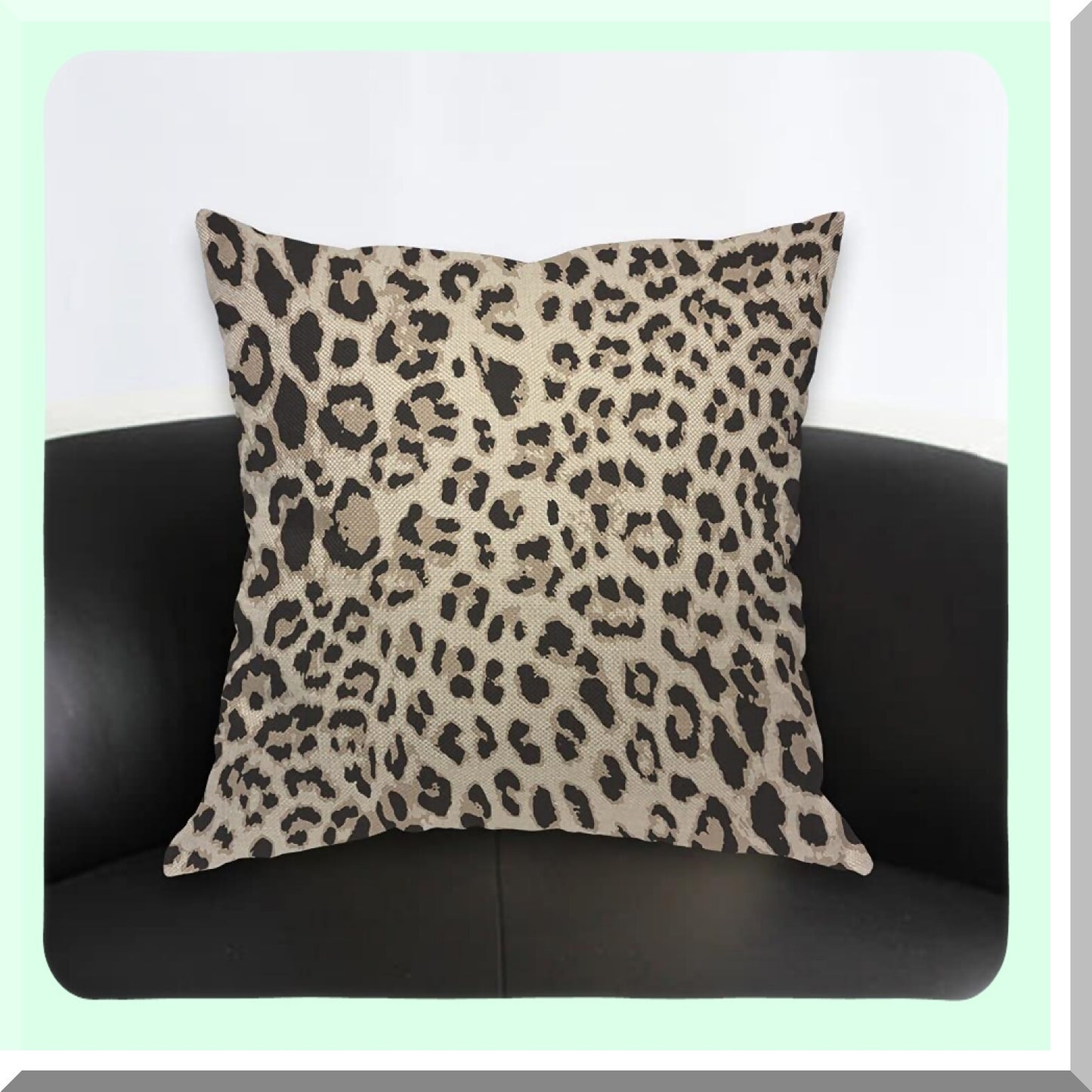 Wildlife Safari Animal Print Pillow Cover - 18x18 Inch Decorative Cotton Linen Cushion for Home Decor - Leopard Cheetah Tiger Spotted Nature Theme