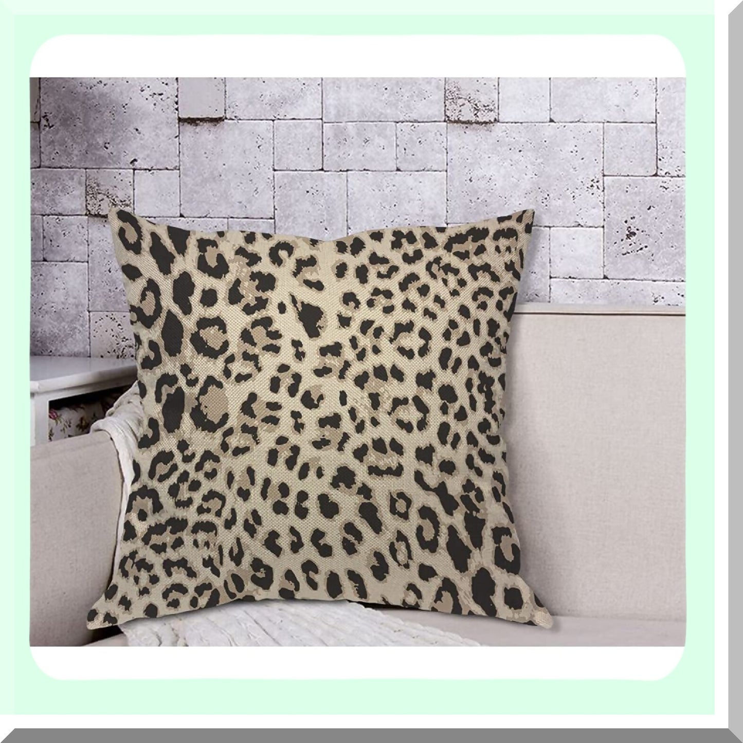 Wildlife Safari Animal Print Pillow Cover - 18x18 Inch Decorative Cotton Linen Cushion for Home Decor - Leopard Cheetah Tiger Spotted Nature Theme