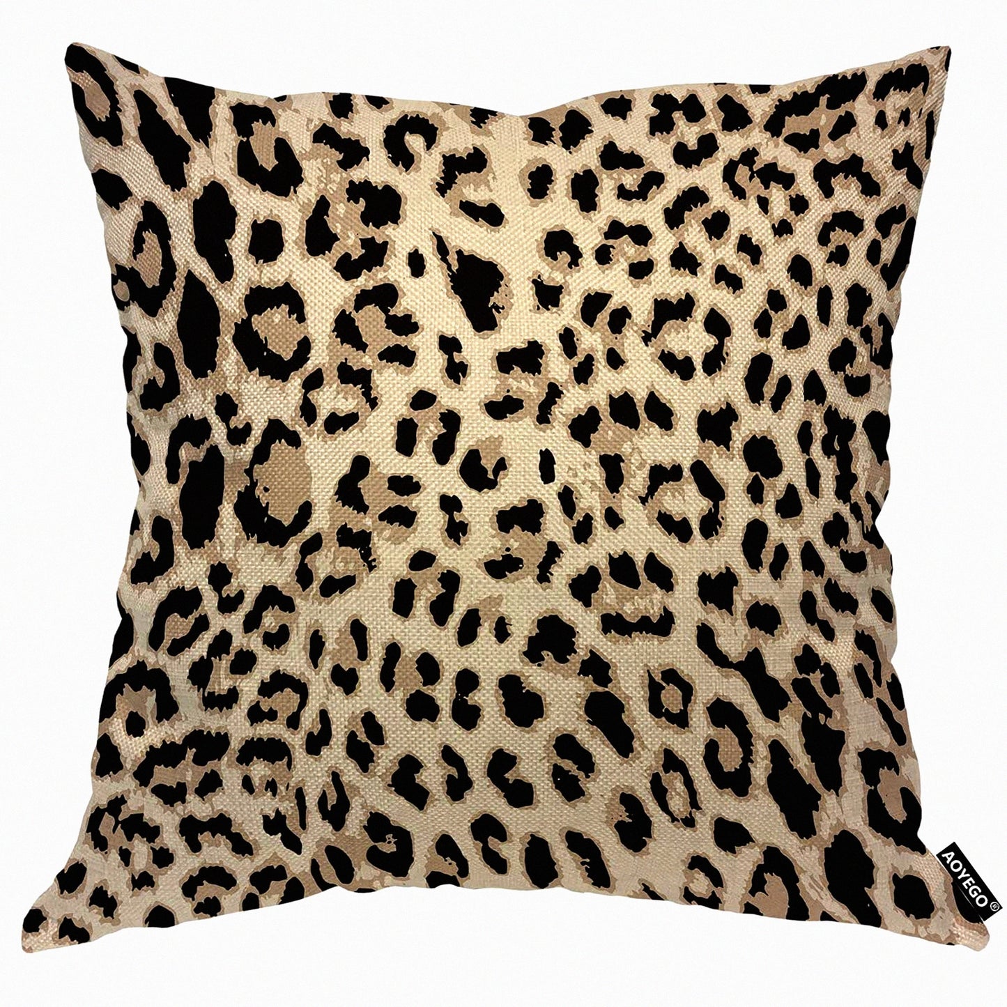 Wildlife Safari Animal Print Pillow Cover - 18x18 Inch Decorative Cotton Linen Cushion for Home Decor - Leopard Cheetah Tiger Spotted Nature Theme