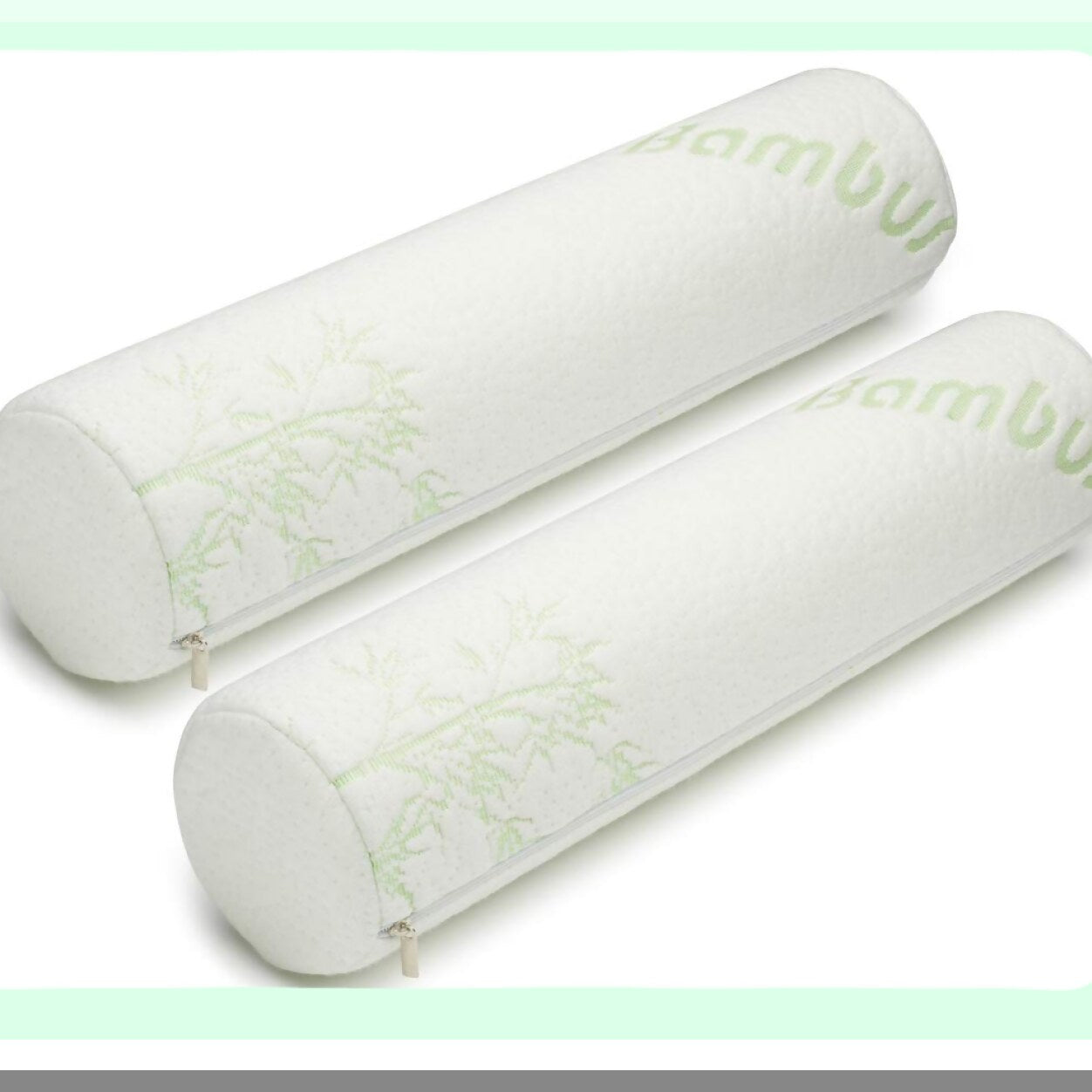 Bamboo Memory Foam Neck Roll Pillow - Supportive Round Bolster for Sleeping, Bed, Legs, Back, Yoga - 2 Pack, 4"x17" - Cervical Support