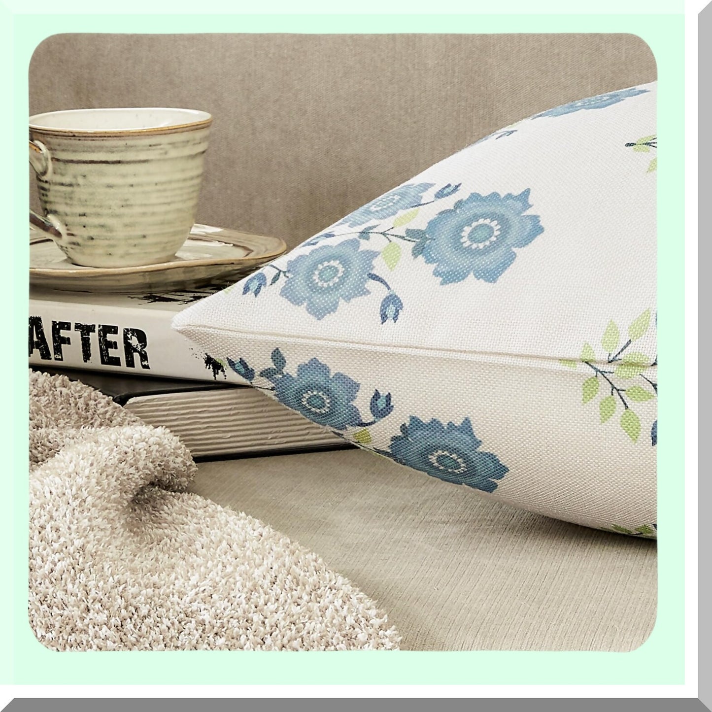 Chinoiserie Blue Floral Pillow Cover Set - 18x18 Inch Linen Cushion Case for Couch Sofa - Mughal Flower Throw Pillow Cover for Living Room Decor