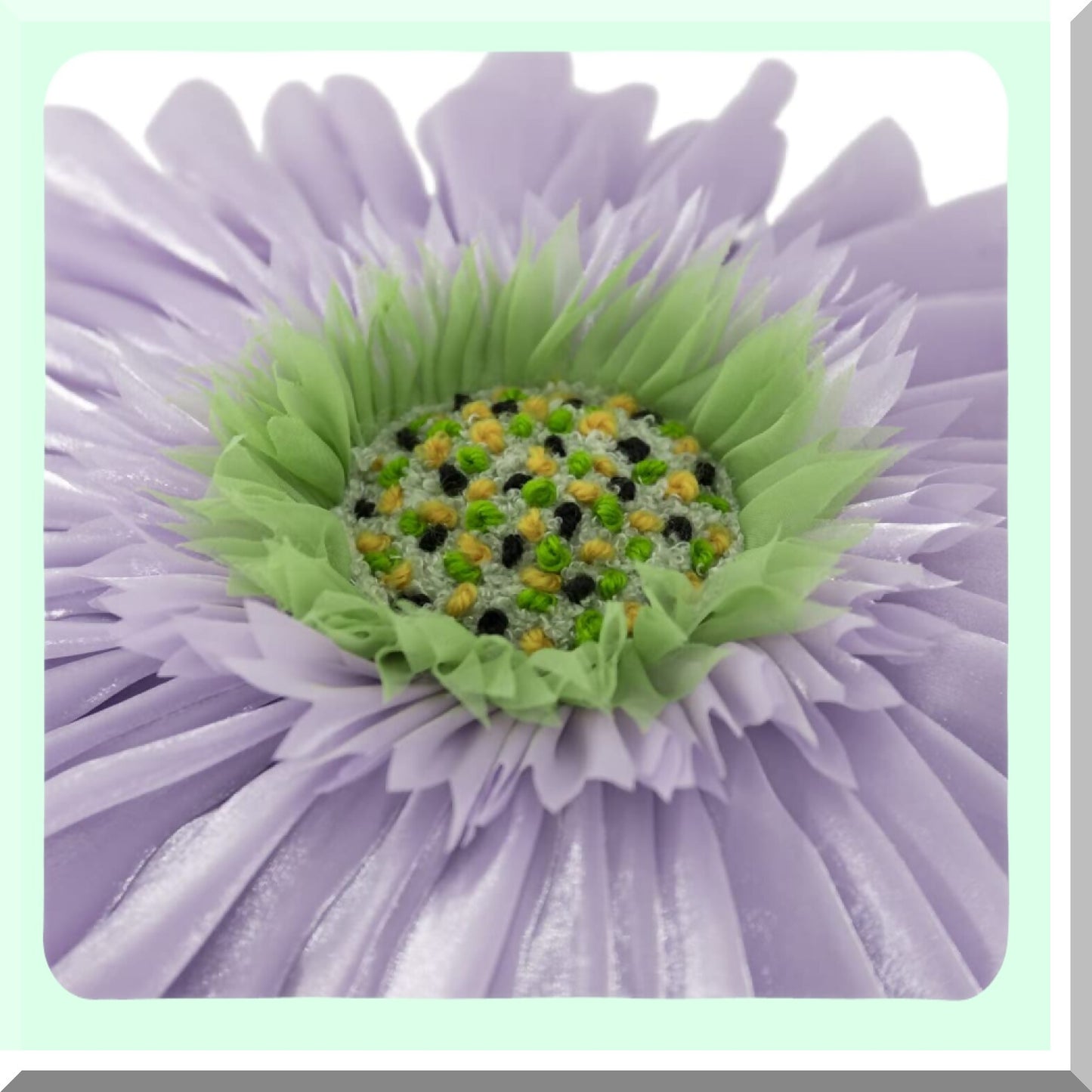 Sunflower Bloom 3D Round Pillow Cover - Purple Decorative Cushion Case for Bed, Couch, Living Room Chair - 12 Inch Light Lilac Accent Pillow