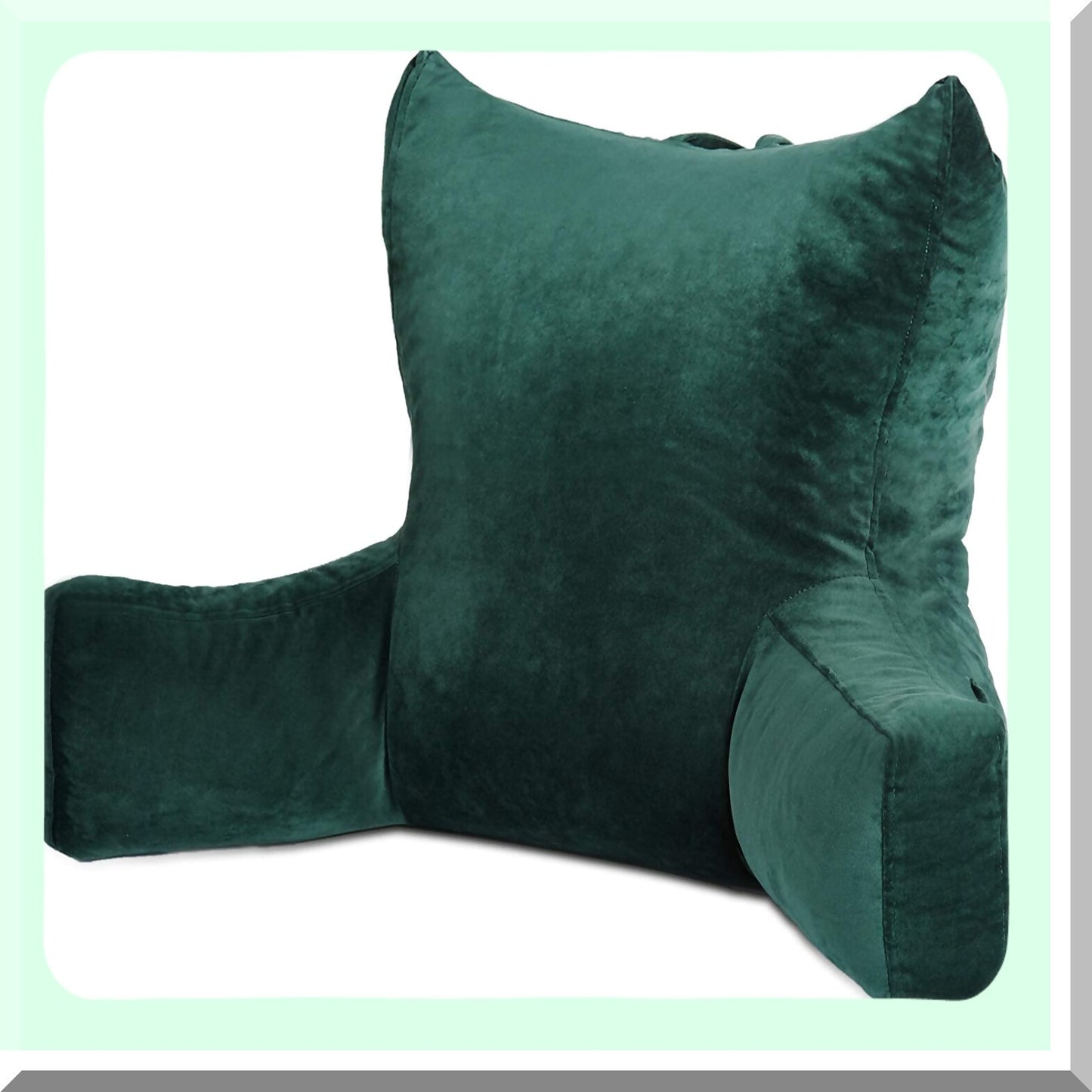 ComfortMax Memory Foam Support Pillow - Plush Backrest Cushion with Washable Cover - Ideal for Reading, Watching TV, Gaming - Dark Green - 30 x 22 x 18 inches