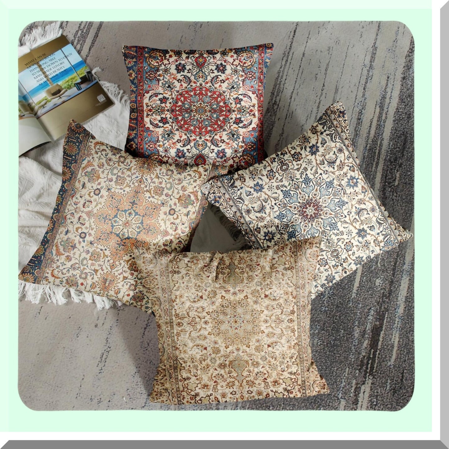 Circle Brown Decorative Pillow Covers Set - 18 x 18 Inches - Outdoor Cushion Couch Sofa Cases - Home Decor - Pack of 4 Square Pillowcases