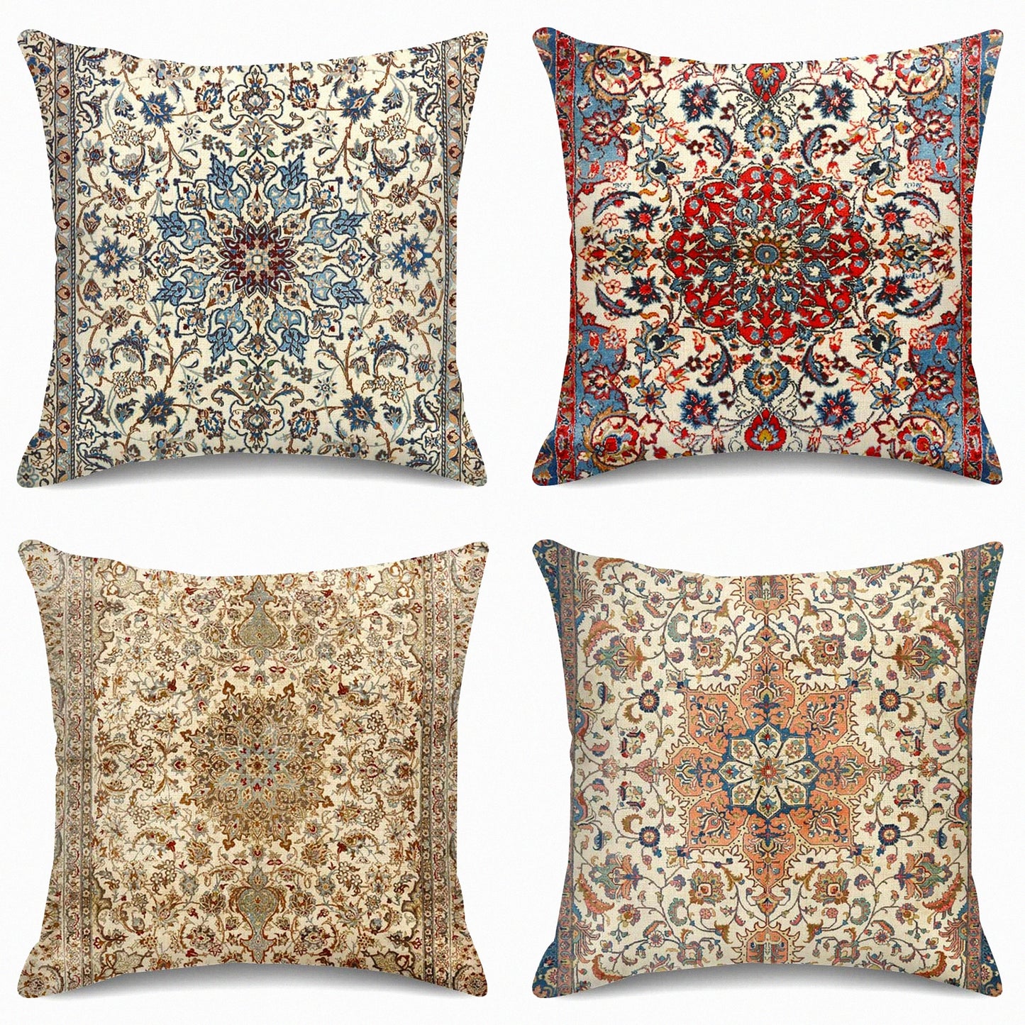 Circle Brown Decorative Pillow Covers Set - 18 x 18 Inches - Outdoor Cushion Couch Sofa Cases - Home Decor - Pack of 4 Square Pillowcases