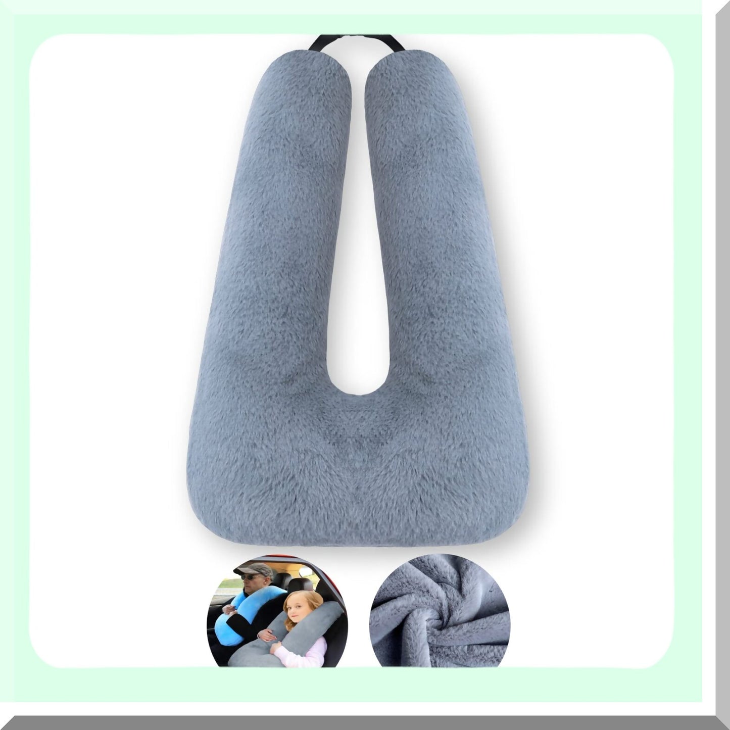 RoadRest Travel Pillow - Car Sleeping Aid for Adults & Kids, Gray Kids Travel Pillow for Road Trips, Comfortable Car Pillow for Kids & Adults