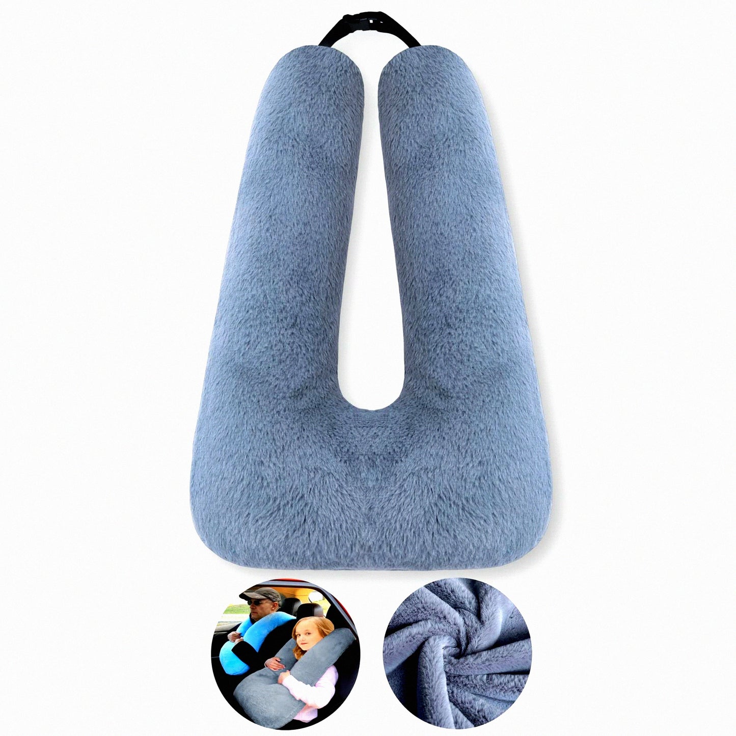RoadRest Travel Pillow - Car Sleeping Aid for Adults & Kids, Gray Kids Travel Pillow for Road Trips, Comfortable Car Pillow for Kids & Adults