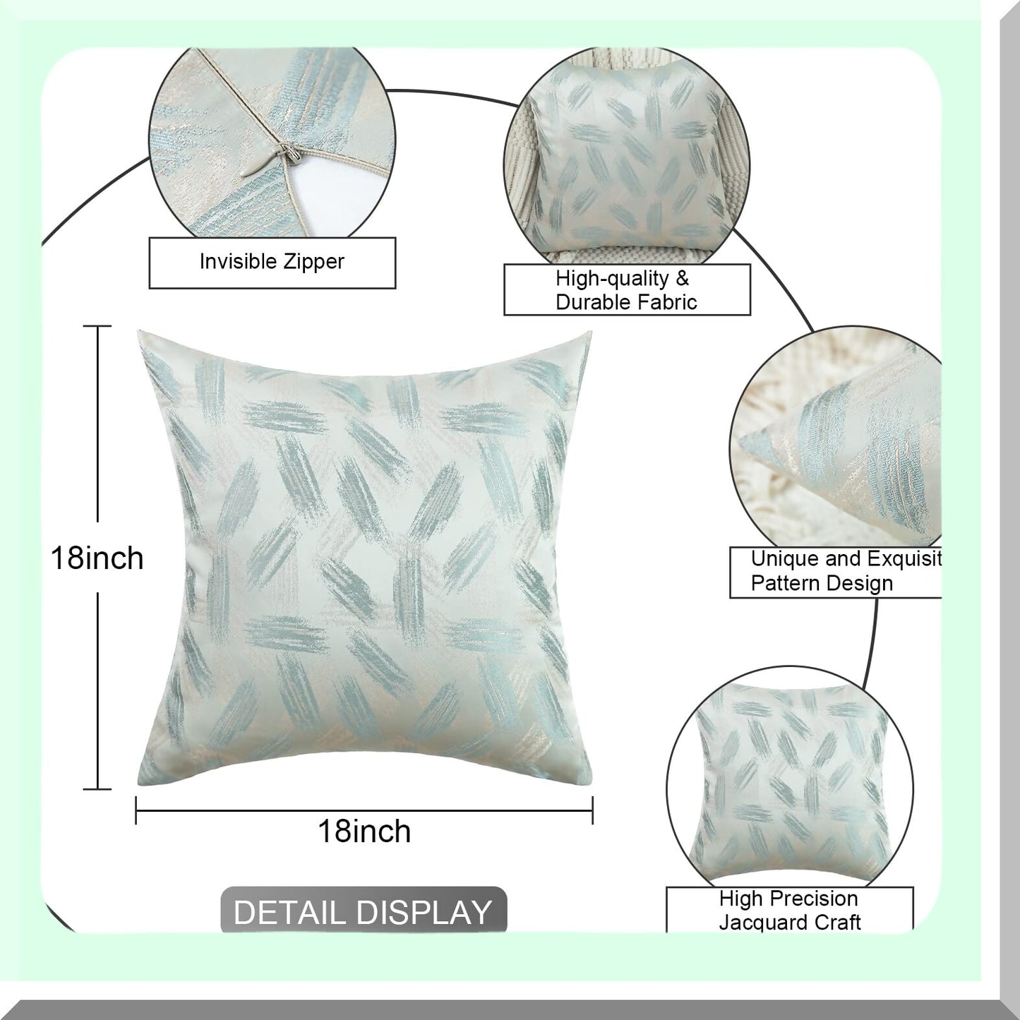 Abstract Jacquard Double-Sided Throw Pillow - Minimalist Design Toss Pillowcase for Chair or Bay Window - 18x18 Inches - Precision Pattern Cover
