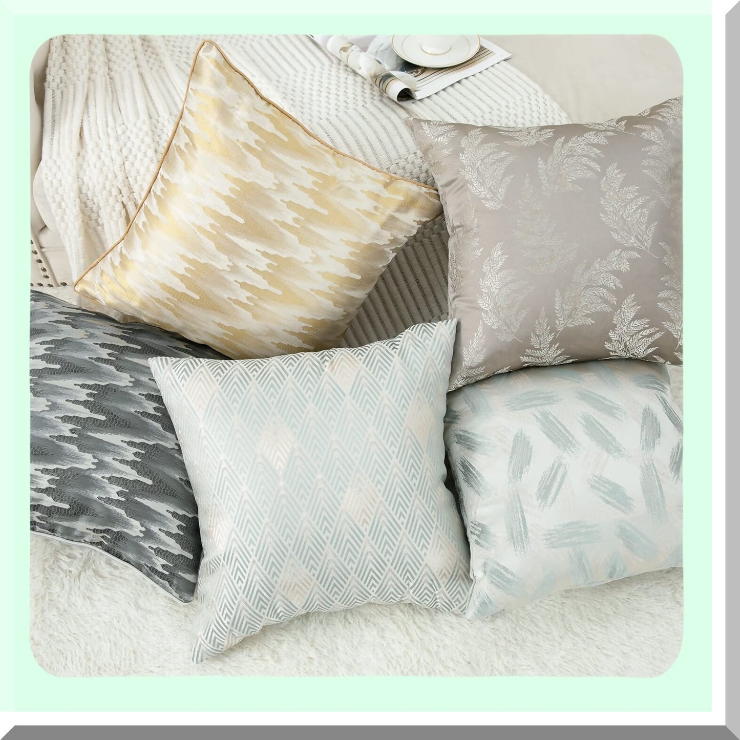 Abstract Jacquard Double-Sided Throw Pillow - Minimalist Design Toss Pillowcase for Chair or Bay Window - 18x18 Inches - Precision Pattern Cover