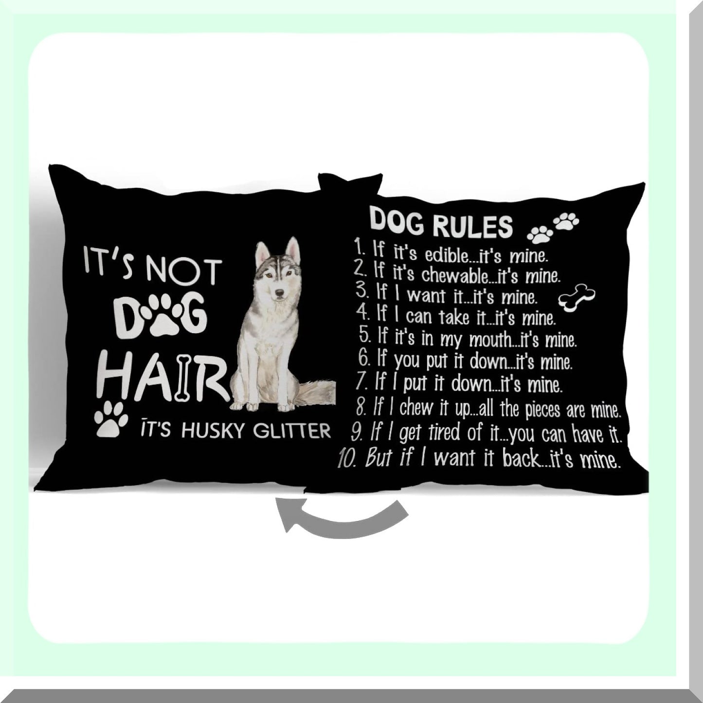 Husky Glitter Reversible Throw Pillow Cover - Decorative Pillowcase for Home Sofa Couch Bed - Dog Lovers Gift - Girls Room Decor - 18"X18"