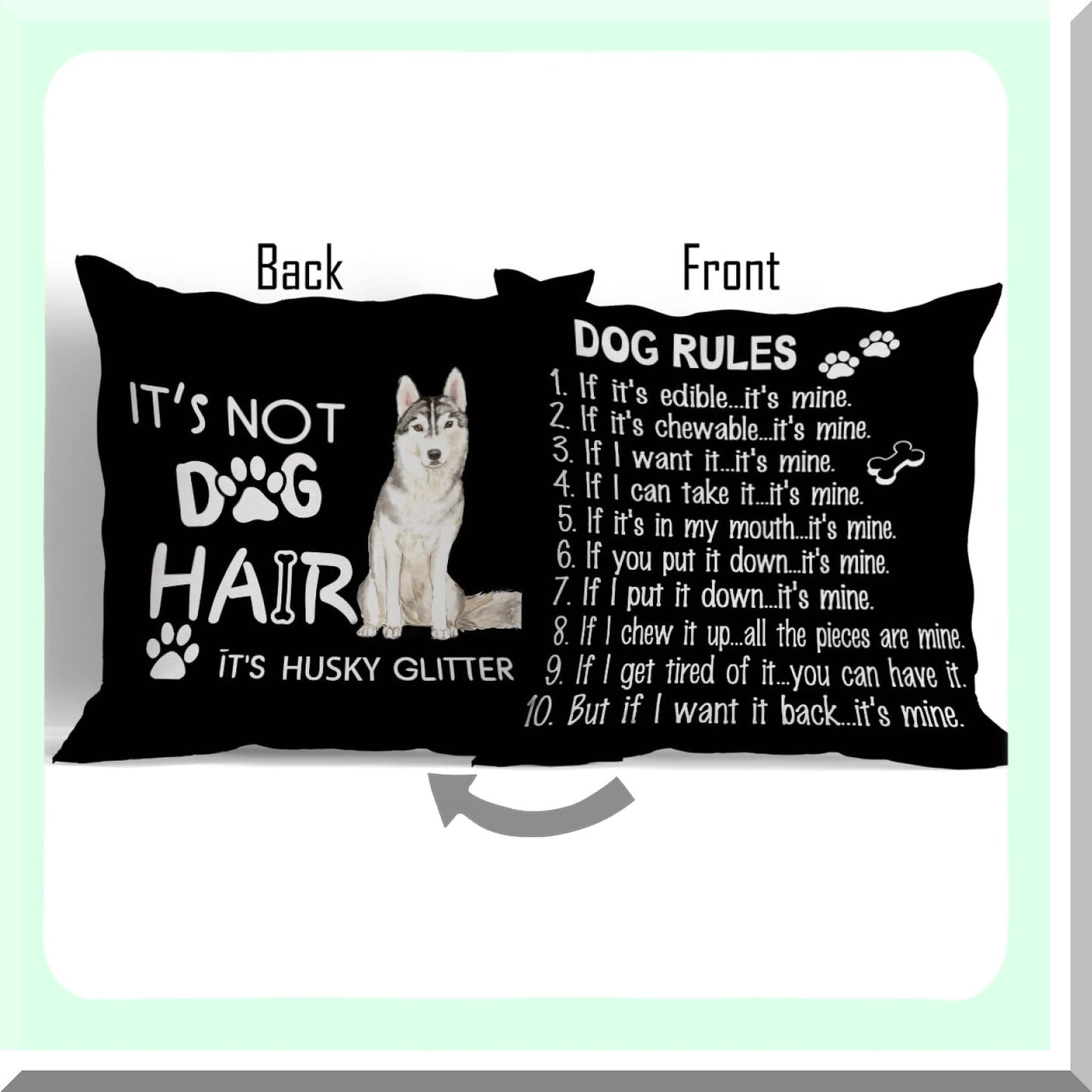 Husky Glitter Reversible Throw Pillow Cover - Decorative Pillowcase for Home Sofa Couch Bed - Dog Lovers Gift - Girls Room Decor - 18"X18"