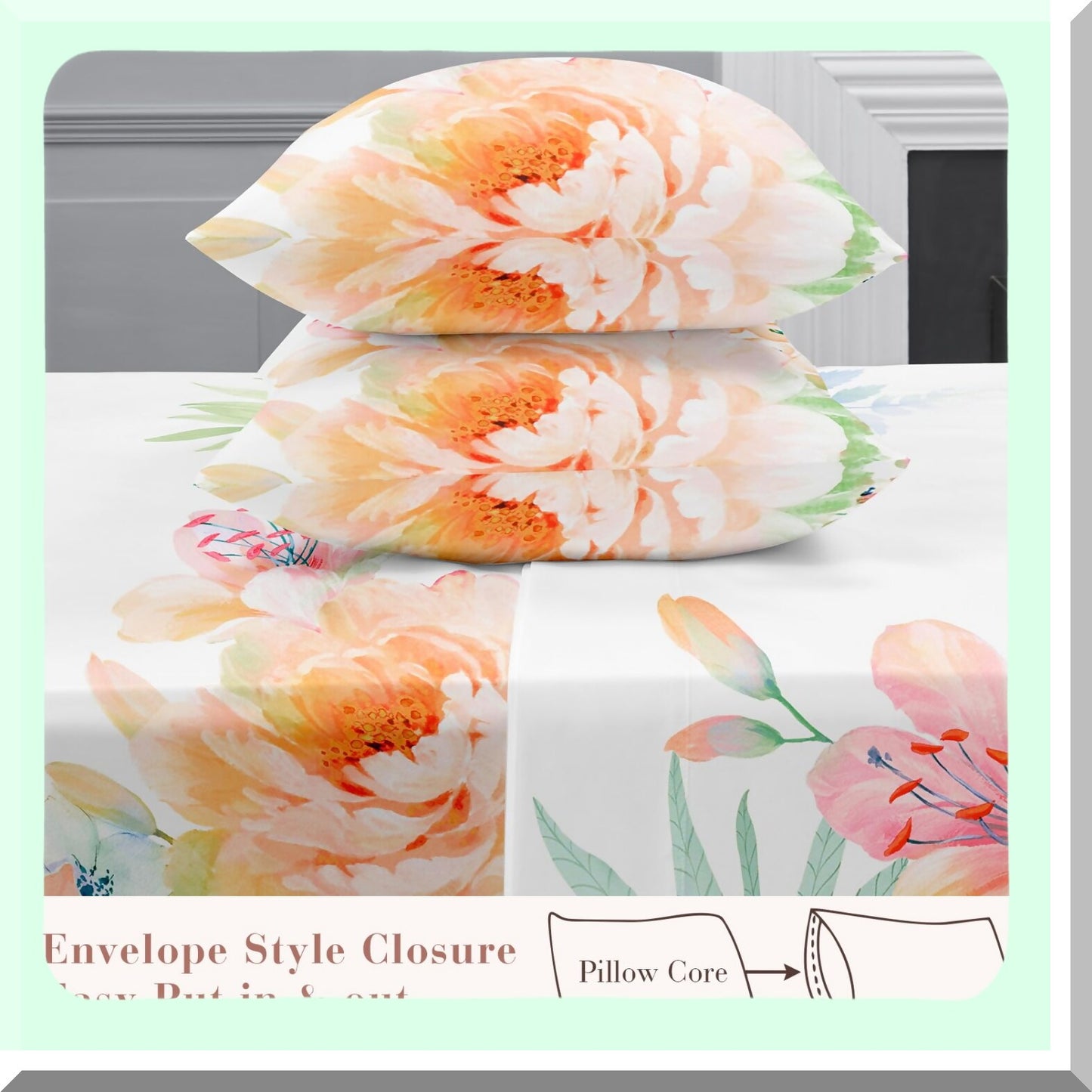 Floral Bliss Queen Sheet Set - Ultra Soft Microfiber Bed Sheets for Queen Size Bed with Deep Pocket - Fade and Shrink Resistant - 4PC Set