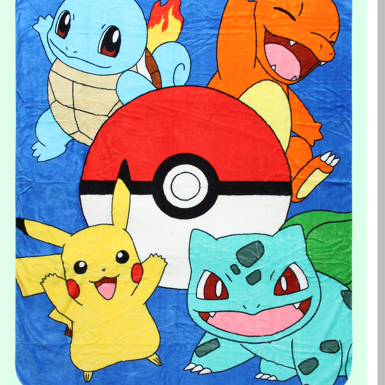 Evolve Friends Pokemon Micro Raschel Throw Blanket - Pikachu, Charmander, Bulbasaur, Squirtle 48" x 60"