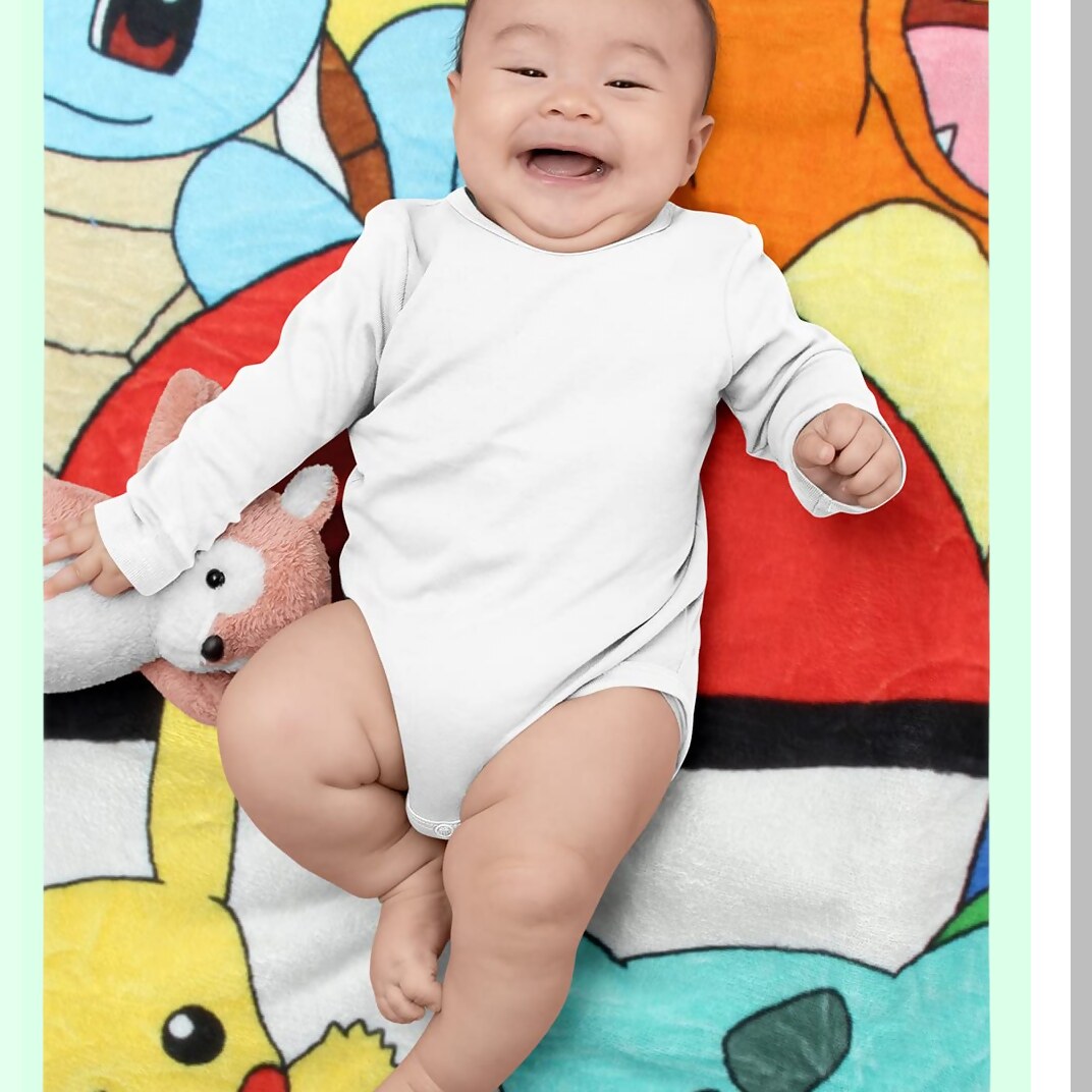 Evolve Friends Pokemon Micro Raschel Throw Blanket - Pikachu, Charmander, Bulbasaur, Squirtle 48" x 60"