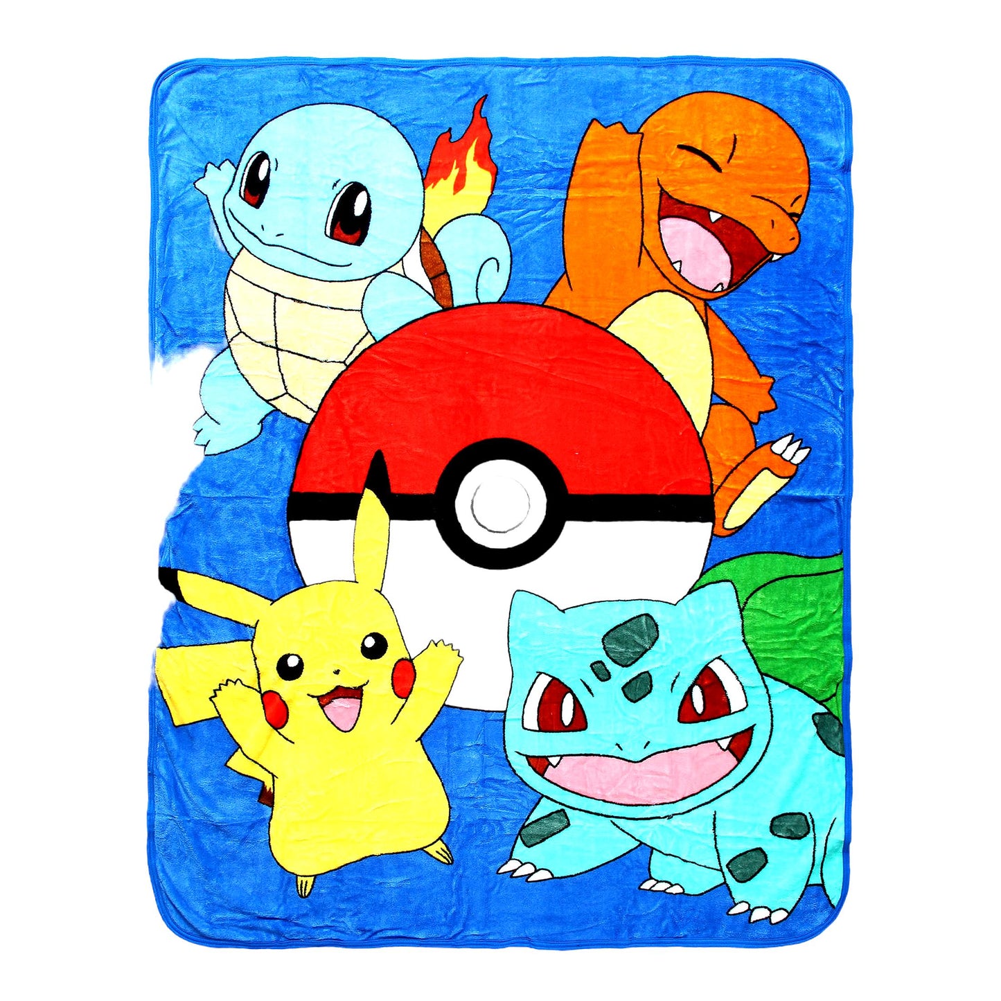Evolve Friends Pokemon Micro Raschel Throw Blanket - Pikachu, Charmander, Bulbasaur, Squirtle 48" x 60"
