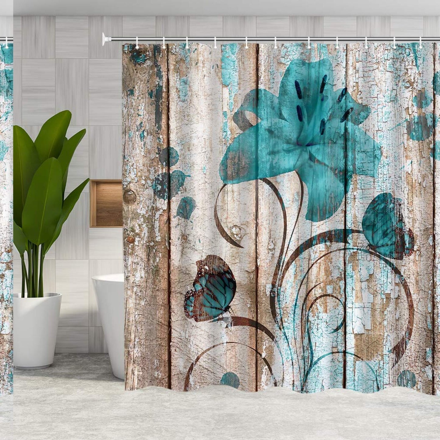Floral Flower Shower Curtain 72x72 Inches with Hooks