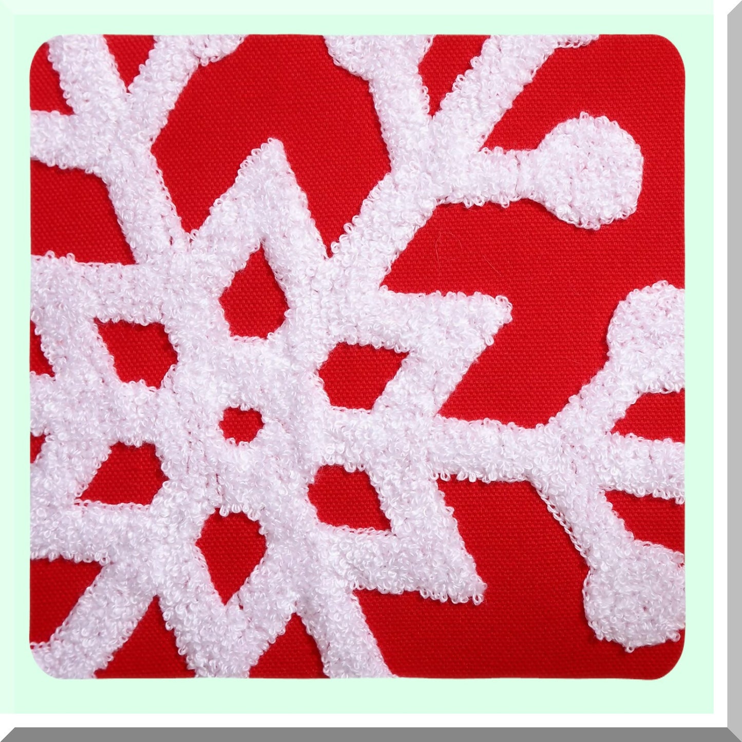 Snowflake Red Pillowcase Set - 18x18 Inch Holiday Decor Cushion Covers - Embroidered Canvas Throw Pillow Covers for Couch, Sofa, Bedroom, Car - Soft Decorative Pillowcases - Pack of 2