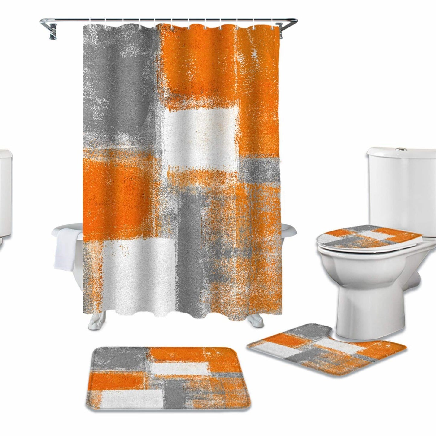 Abstract Graffiti Bathroom Shower Curtain Set with Rugs