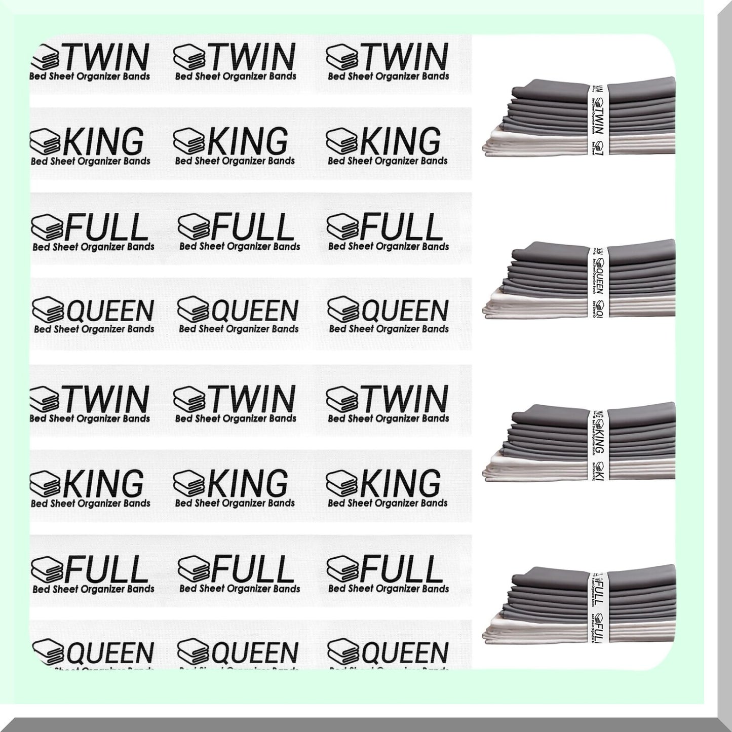 Bed Sheet Secure Straps - 8 Pack Elastic Sheet Holders for Queen, Full, Twin Bedsheets, Pillow Cases, Duvets - Bedding Organizer Bands for Storage