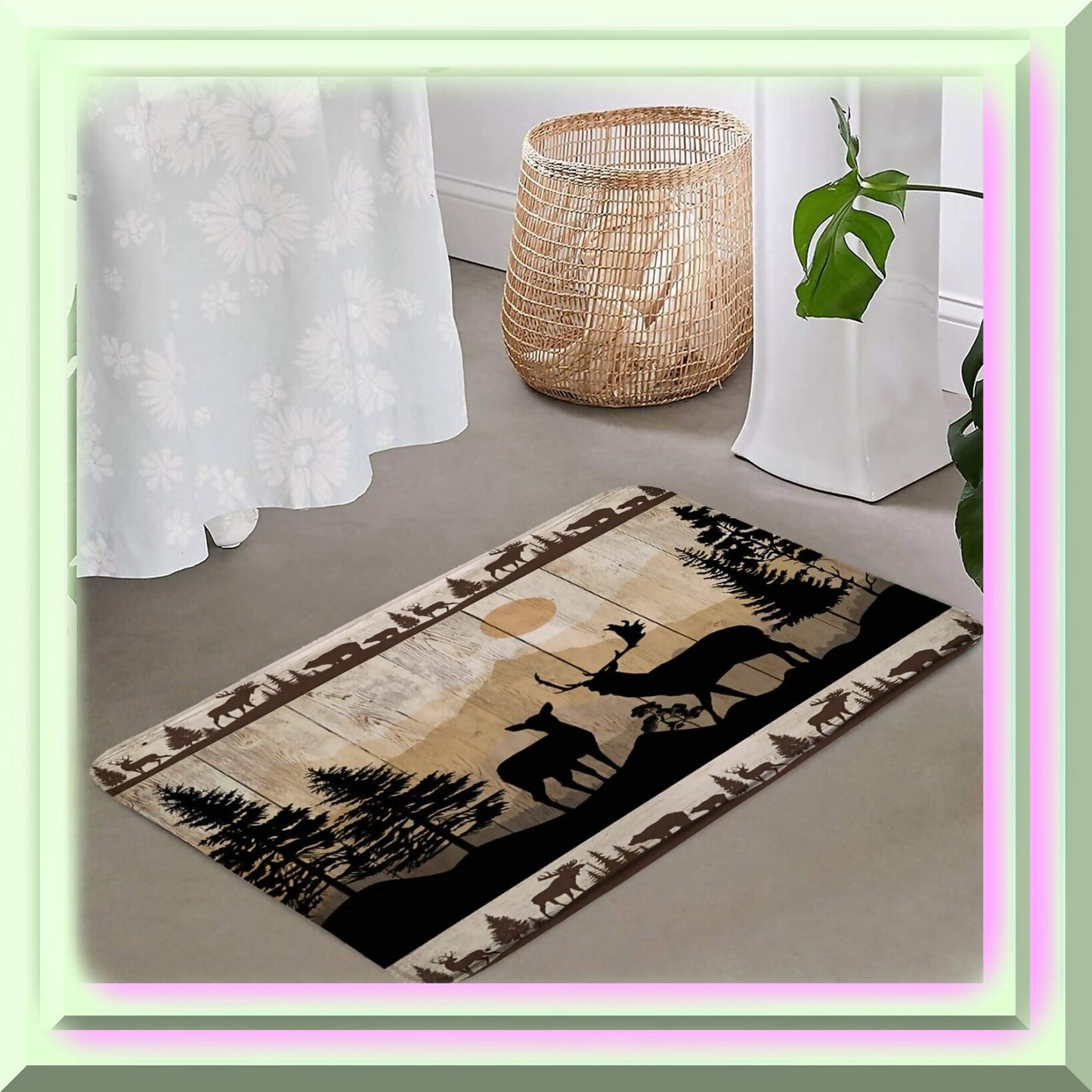 Deer Bath Mat Wooden Board 17.7"x29.5"