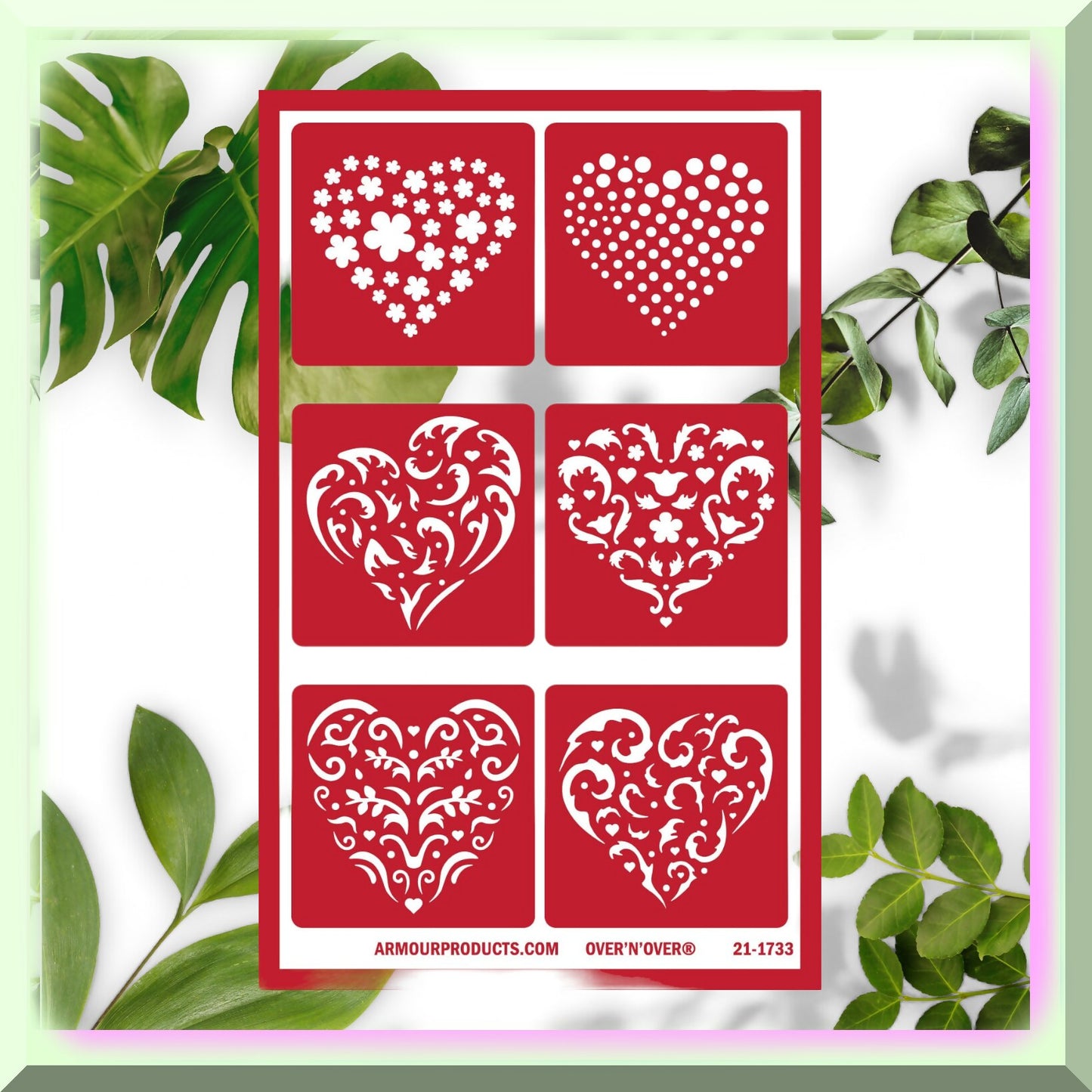 Floral Hearts Glass Etching Sheets 5x8 inches
