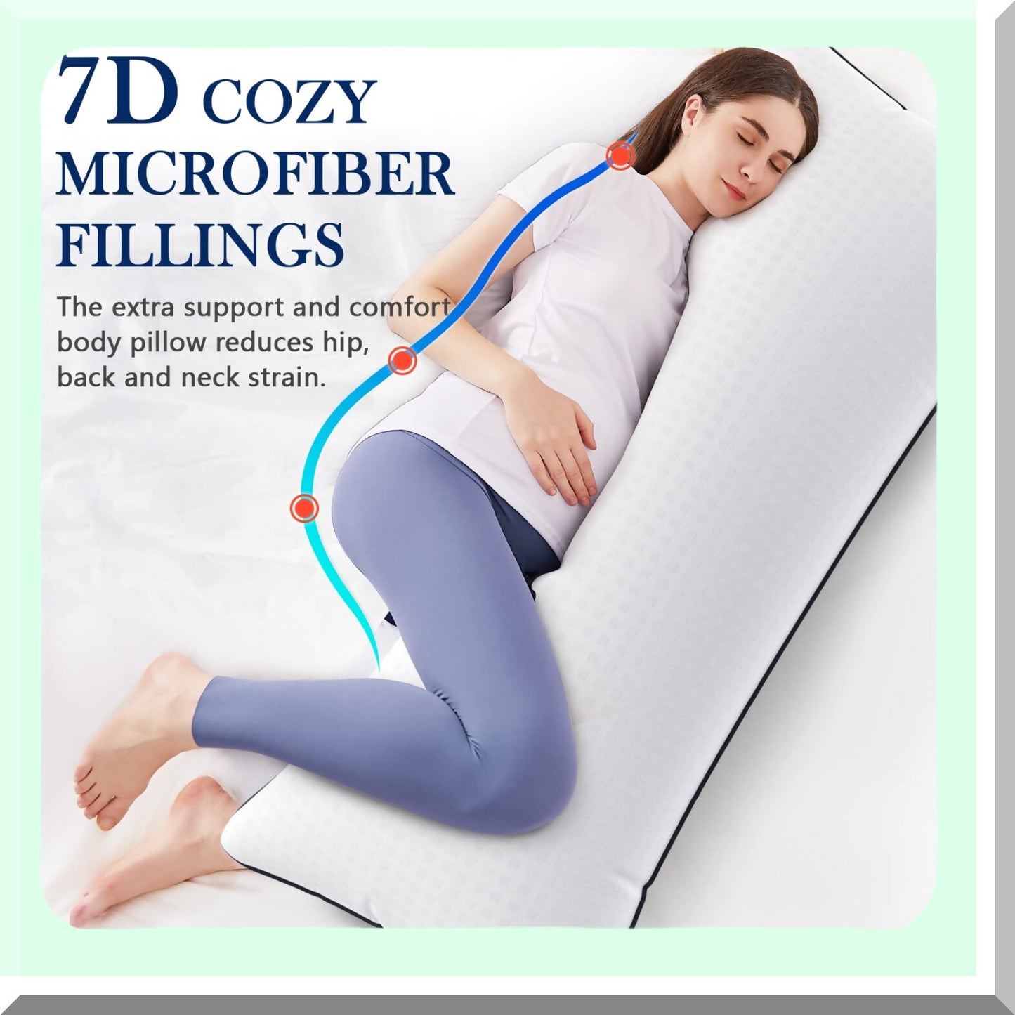 SleepEase Body Bliss Pillow - Firm & Fluffy 20X54 Insert for Adults, Sleeping & Back Pain Relief - Long Full Body Support & Comfort