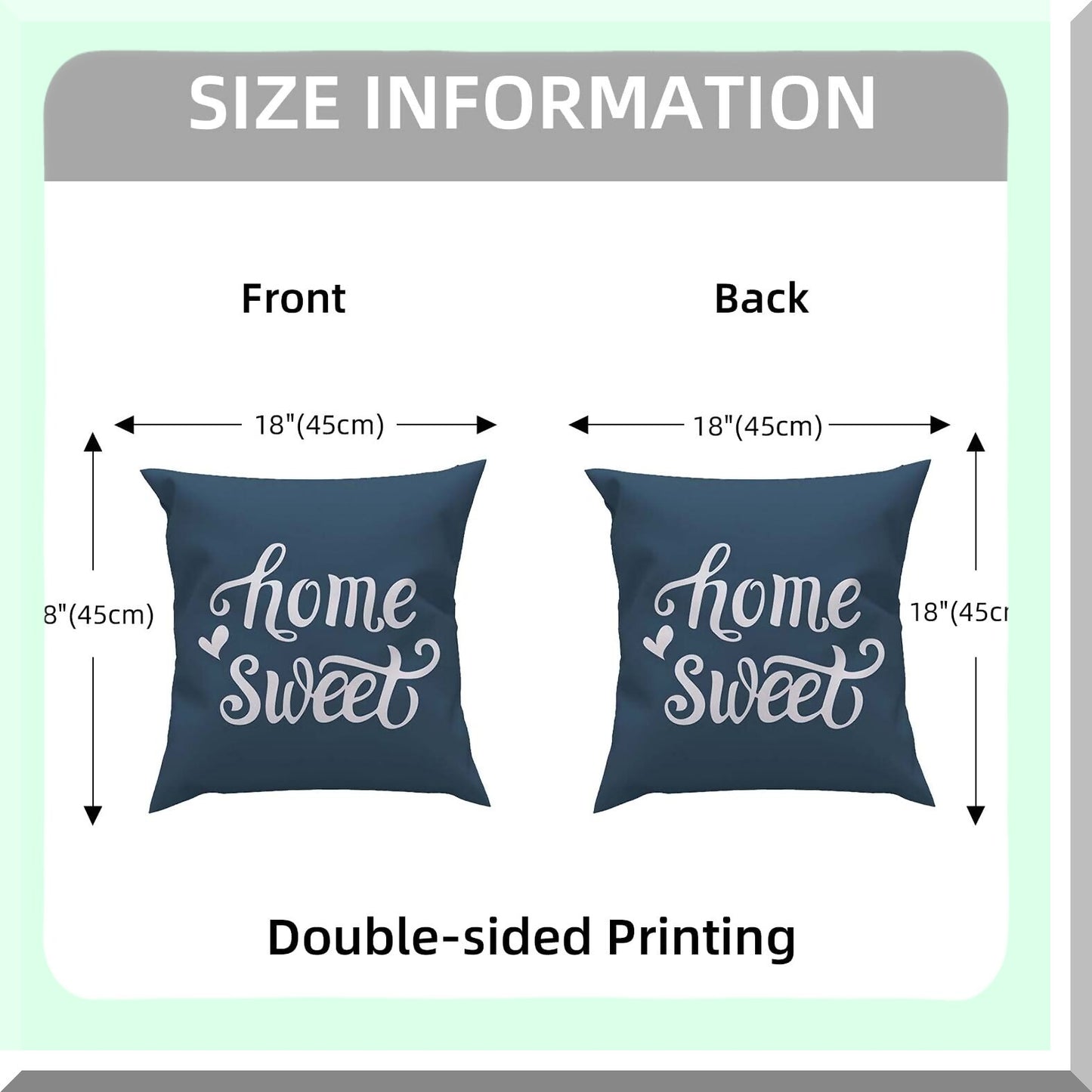 Modern Blue Geo Pillow Set - 18x18 Decorative Throw Covers for Couch & Living Room. Light Blue & Gray Cushion Cases for Bed, Outdoor, Car.