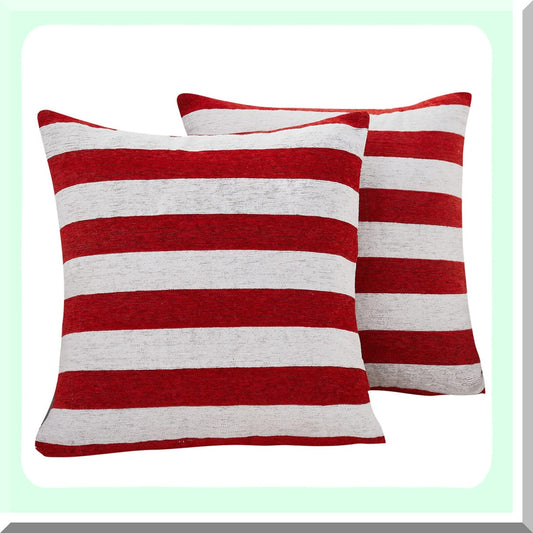 Patriotic Chenille Stripe Pillow Covers Set of 2