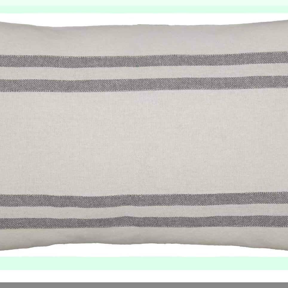 Vintage Farmhouse Stripe Pillow Cover - Rustic Gray & White Throw - Cottage Decor Accent - 12x20 Inch Grain Sack Style Bedding