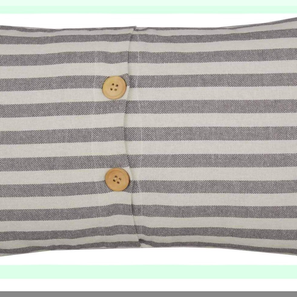 Vintage Farmhouse Stripe Pillow Cover - Rustic Gray & White Throw - Cottage Decor Accent - 12x20 Inch Grain Sack Style Bedding