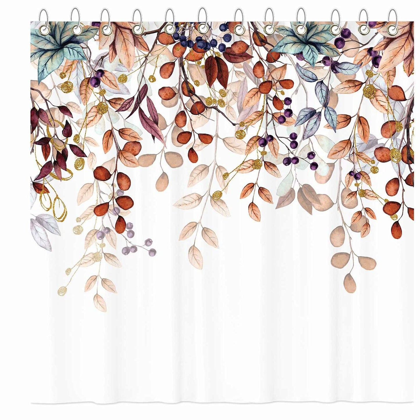 Watercolor Autumn Leaves Shower Curtain 72x72 inches