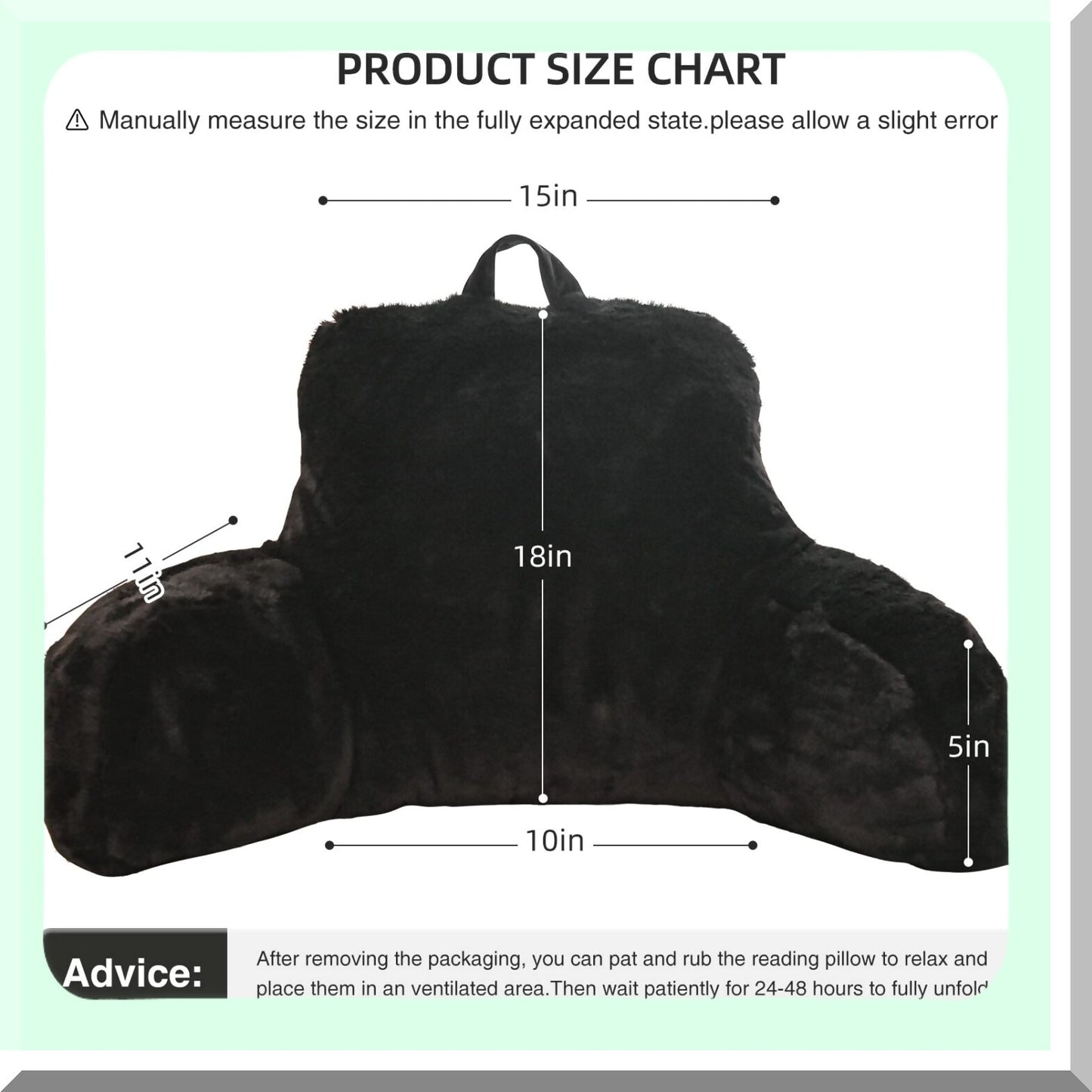 ComfortMax Back Support Pillow - Rabbit Design | Reading Pillow for Adults & Teens | Bed Rest Pillow with Arms | Neck & Lumbar Support | Ideal for Sitting Up in Bed, Sleeping, Snoring, Pregnancy | Black Color