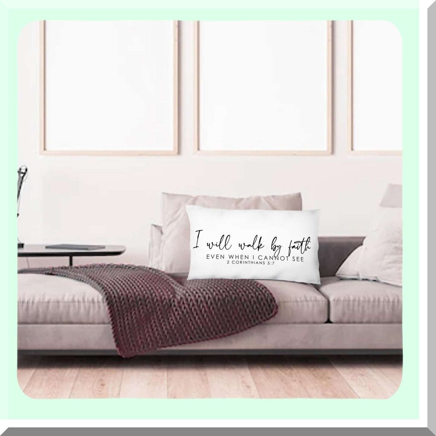 Faithful Journey 12x20 Pillow Cover - Inspirational Christian Gifts for Women - Walk by Faith Decorative Pillow Case - Bed Pillow Cover