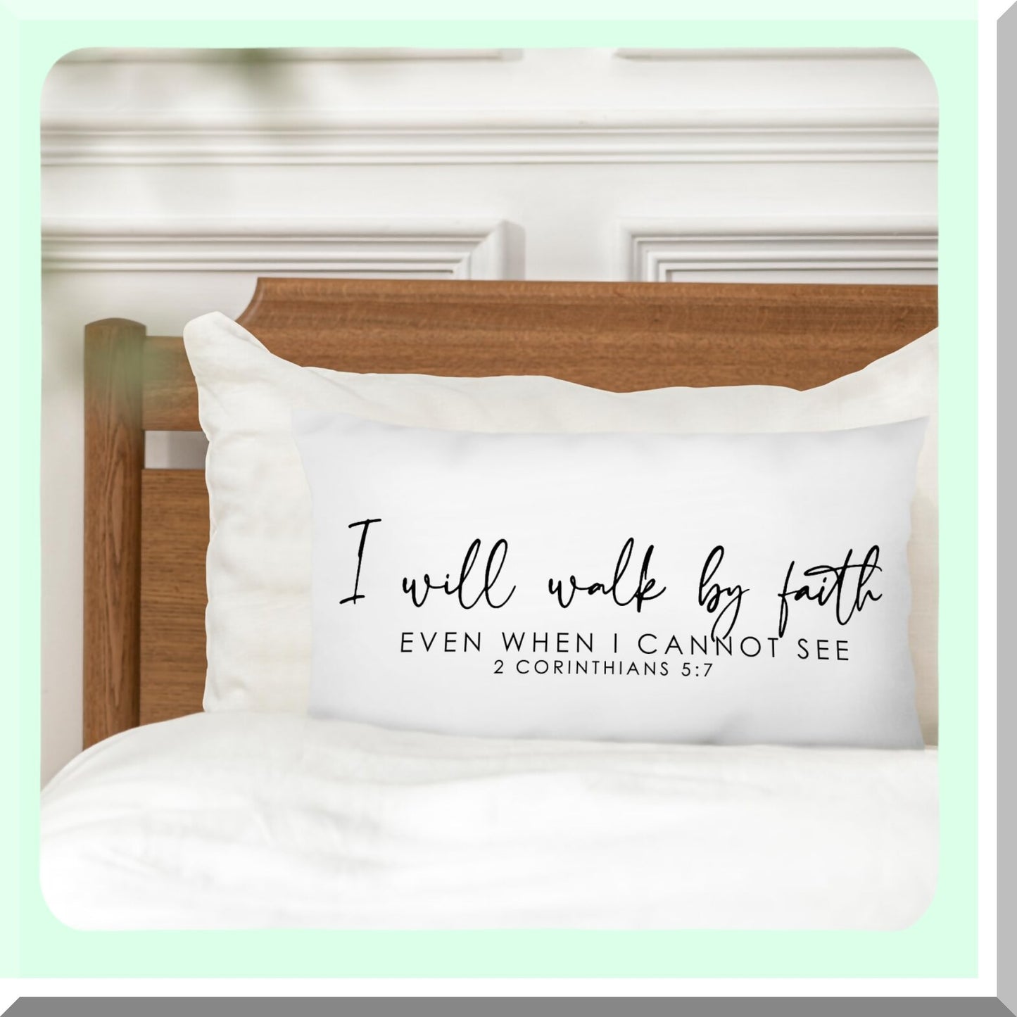 Faithful Journey 12x20 Pillow Cover - Inspirational Christian Gifts for Women - Walk by Faith Decorative Pillow Case - Bed Pillow Cover