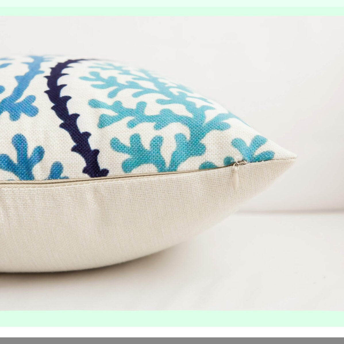 Ocean Breeze Coastal Pillow Covers - Set of 6 Decorative Cushion Cases, 18x18 Inches, Beach Theme Square Cotton Linen Throw Pillow Covers