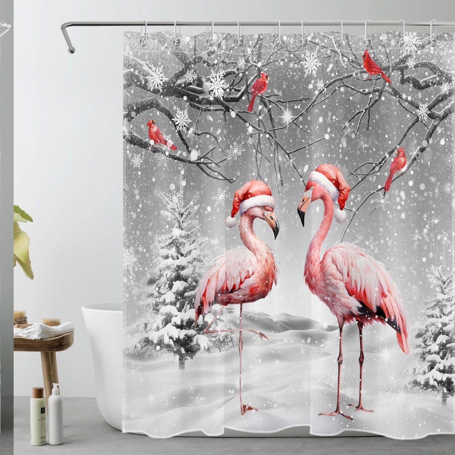 Winter Snowflake Shower Curtain 60x72 Inch with Hooks
