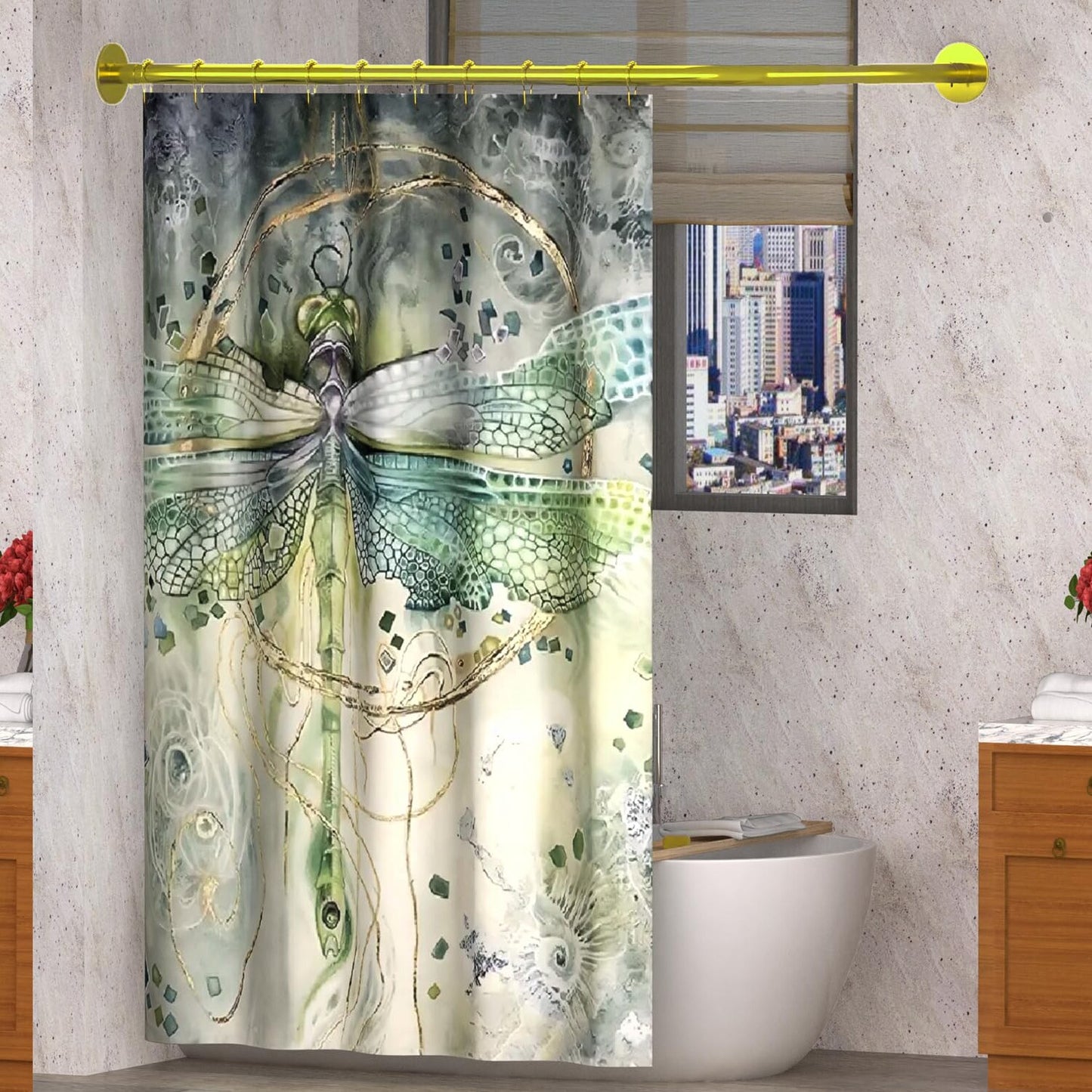 Adjustable Stainless Steel Corner Shower Curtain Rod