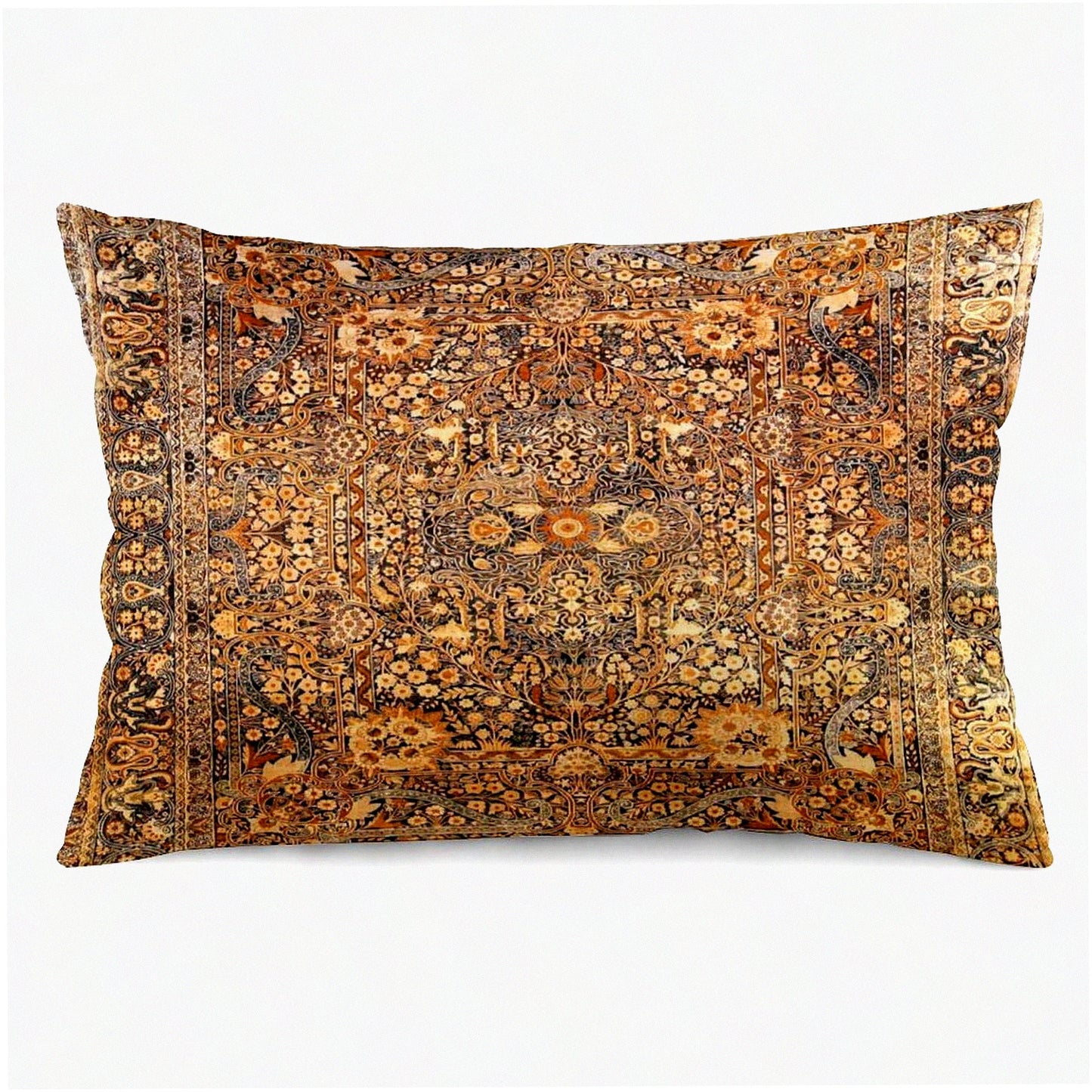 Persian Kirman Velvet Pillowcase Set - Antique Rug Print Decorative Cushion Covers for Home Living Room Bed Couch Car - Soft 12"x20" Throw Pillow Covers