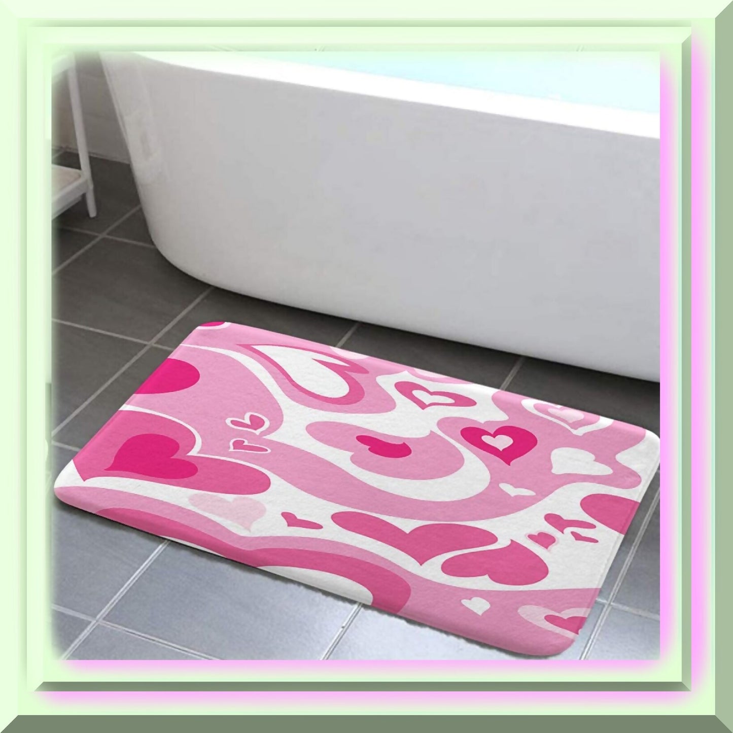 Cartoon Hearts Bath Mat 17x29 Inch
