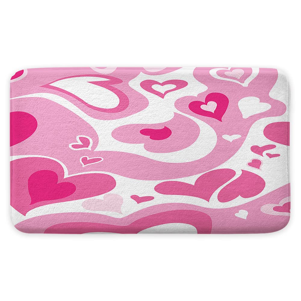 Cartoon Hearts Bath Mat 17x29 Inch